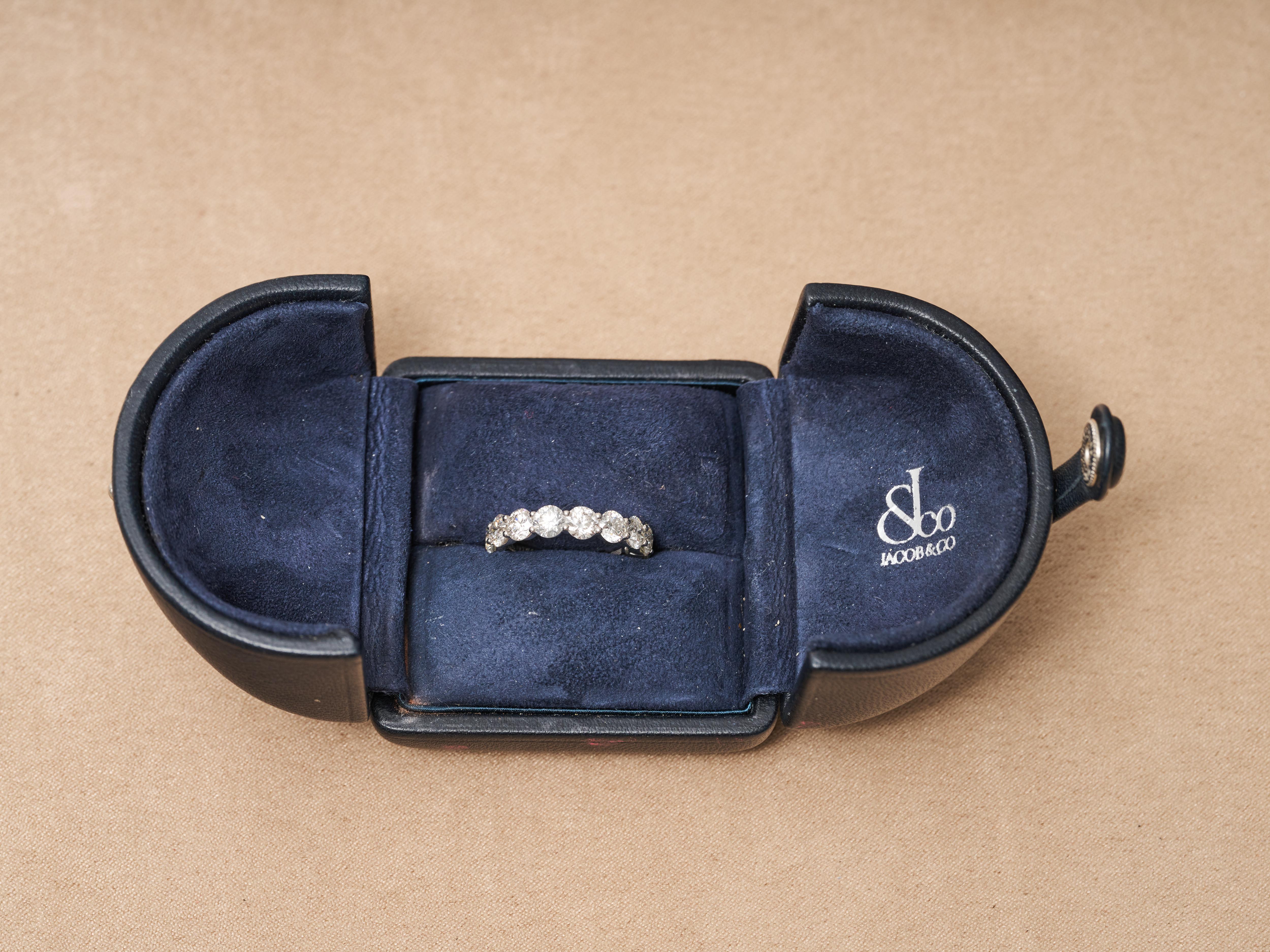 Jacob & Co 3.15CT Diamond Eternity Ring White Gold 9 Round Brilliant Diamonds For Sale 8