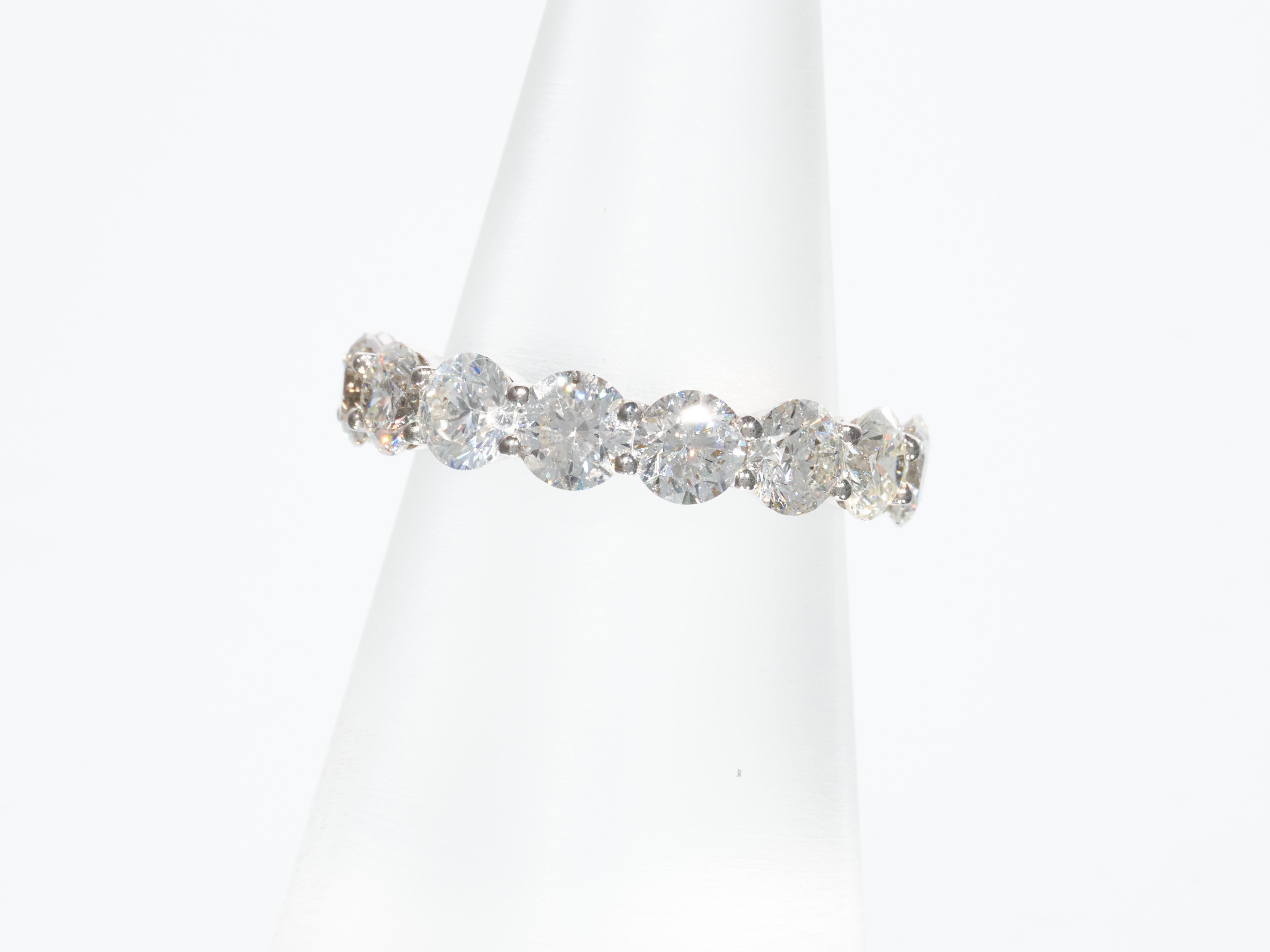 Art Deco Jacob & Co 3.15CT Diamond Eternity Ring White Gold 9 Round Brilliant Diamonds For Sale