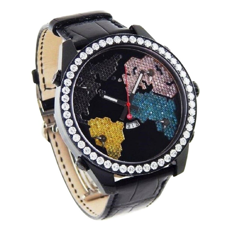 Jacob and Co. 5-Time Zone Diamond "The World is Yours" Black PVD Watch For  Sale at 1stDibs | jacob and co the world is yours, jacob & co 5 time zone  watch