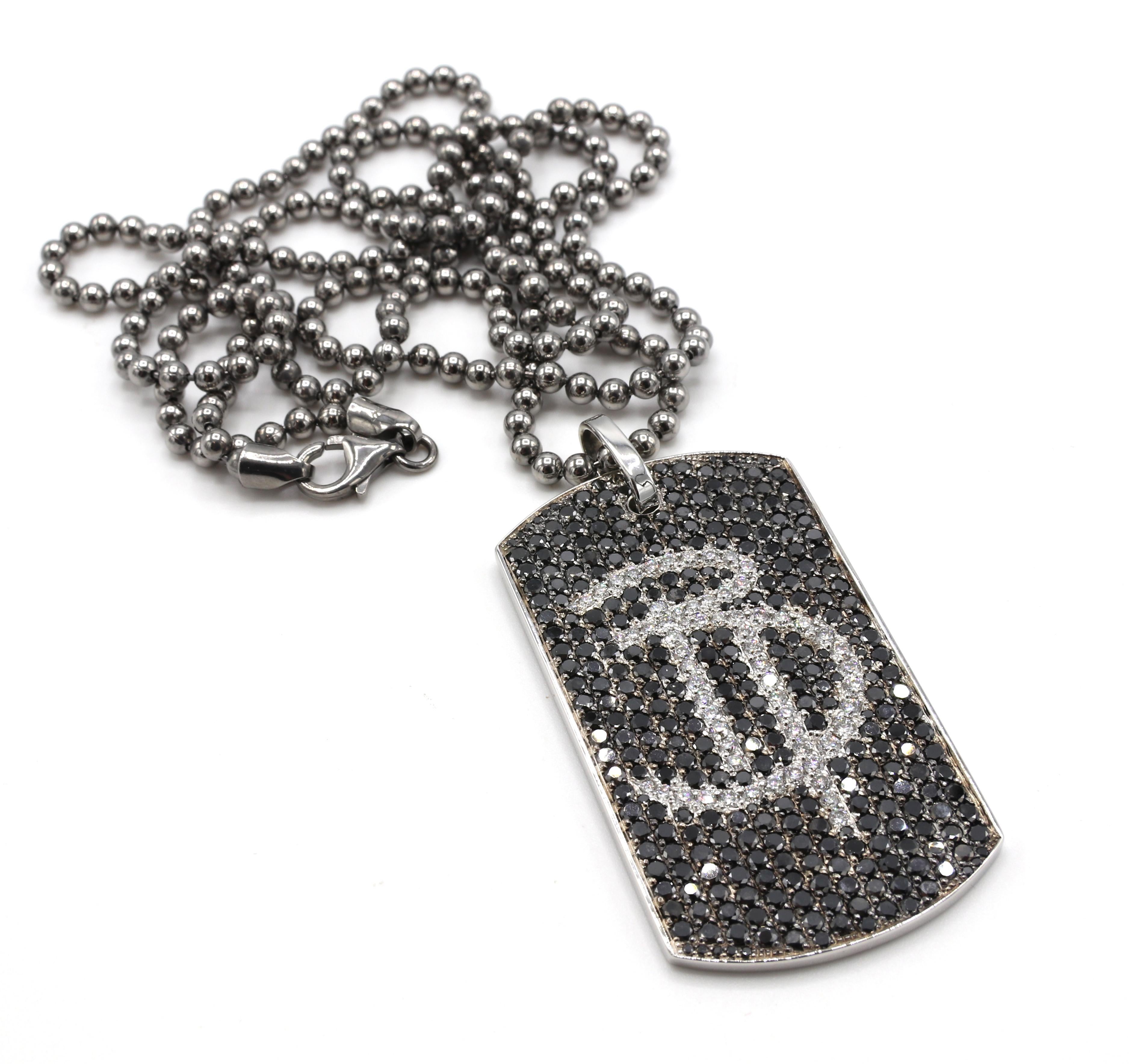 Jacob & Co. Tropfenhalskette aus Weißgold mit Diamant-Hund-Tag 