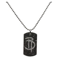 Jacob & Co. Tropfenhalskette aus Weißgold mit Diamant-Hund-Tag "B""-Anhänger