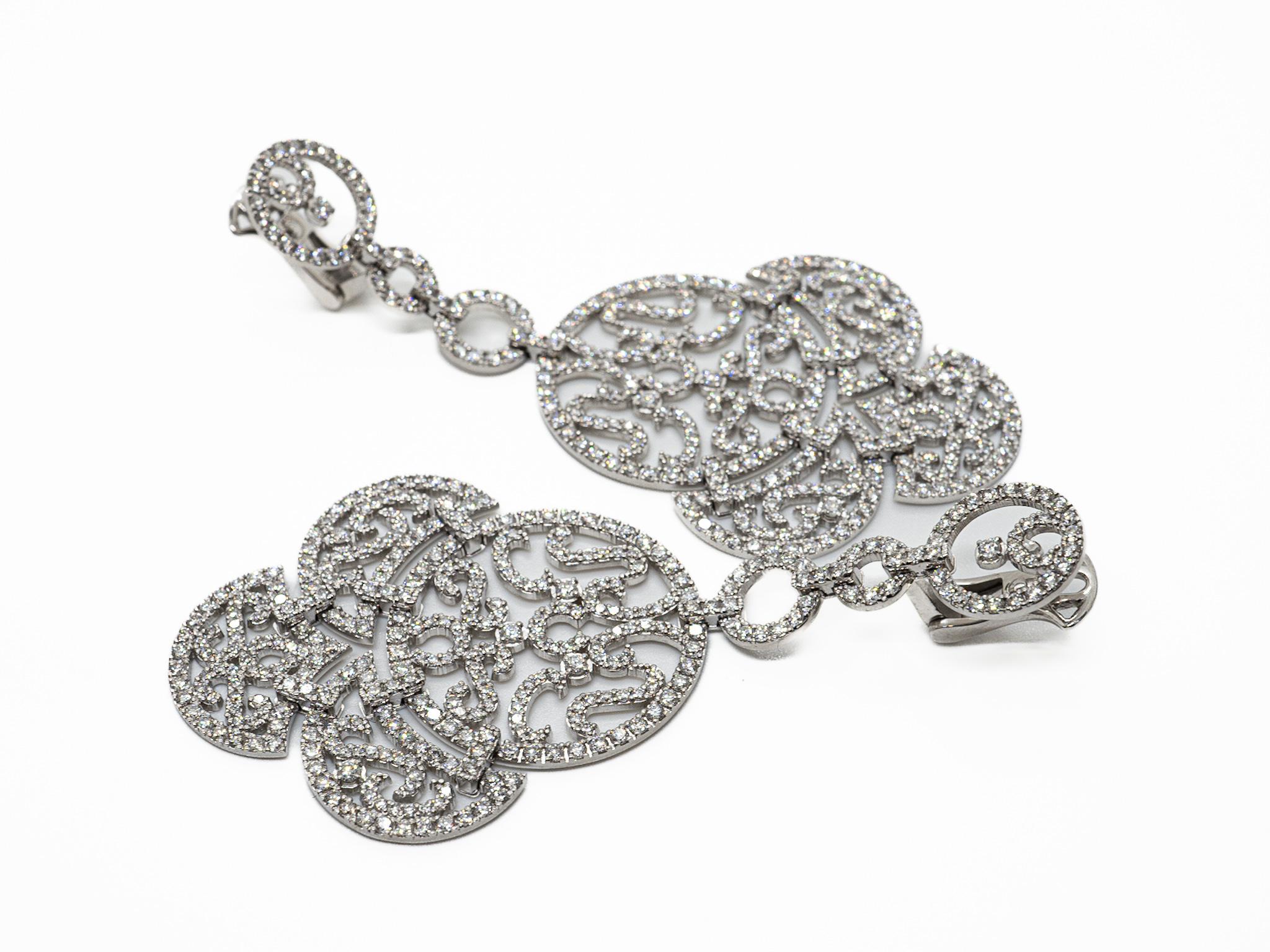 Round Cut Jacob & Co Diamond Lace Earrings  For Sale