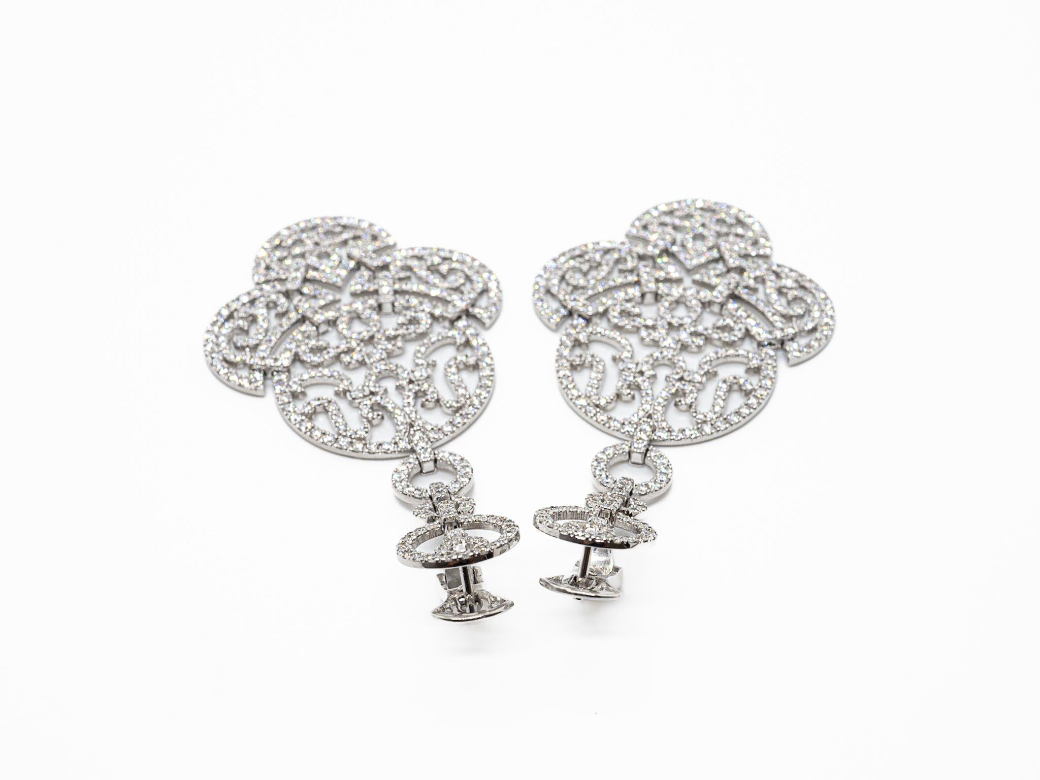 Jacob & Co Diamond Lace Earrings  In Excellent Condition For Sale In Geneva, CH