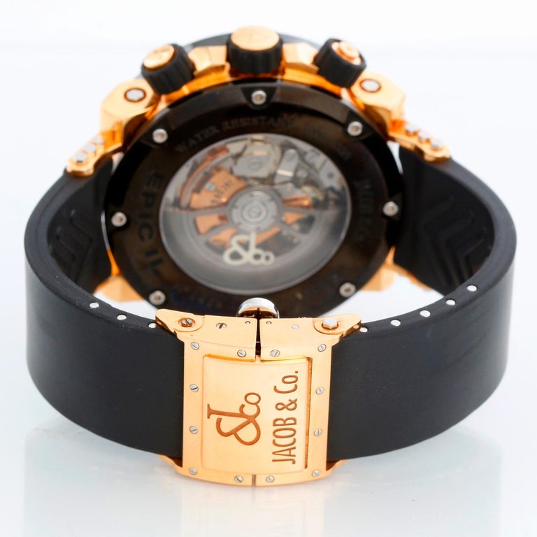 Jacob & Co. Epic II  Rose Gold Limited Edition Mens Watch In Excellent Condition For Sale In Dallas, TX
