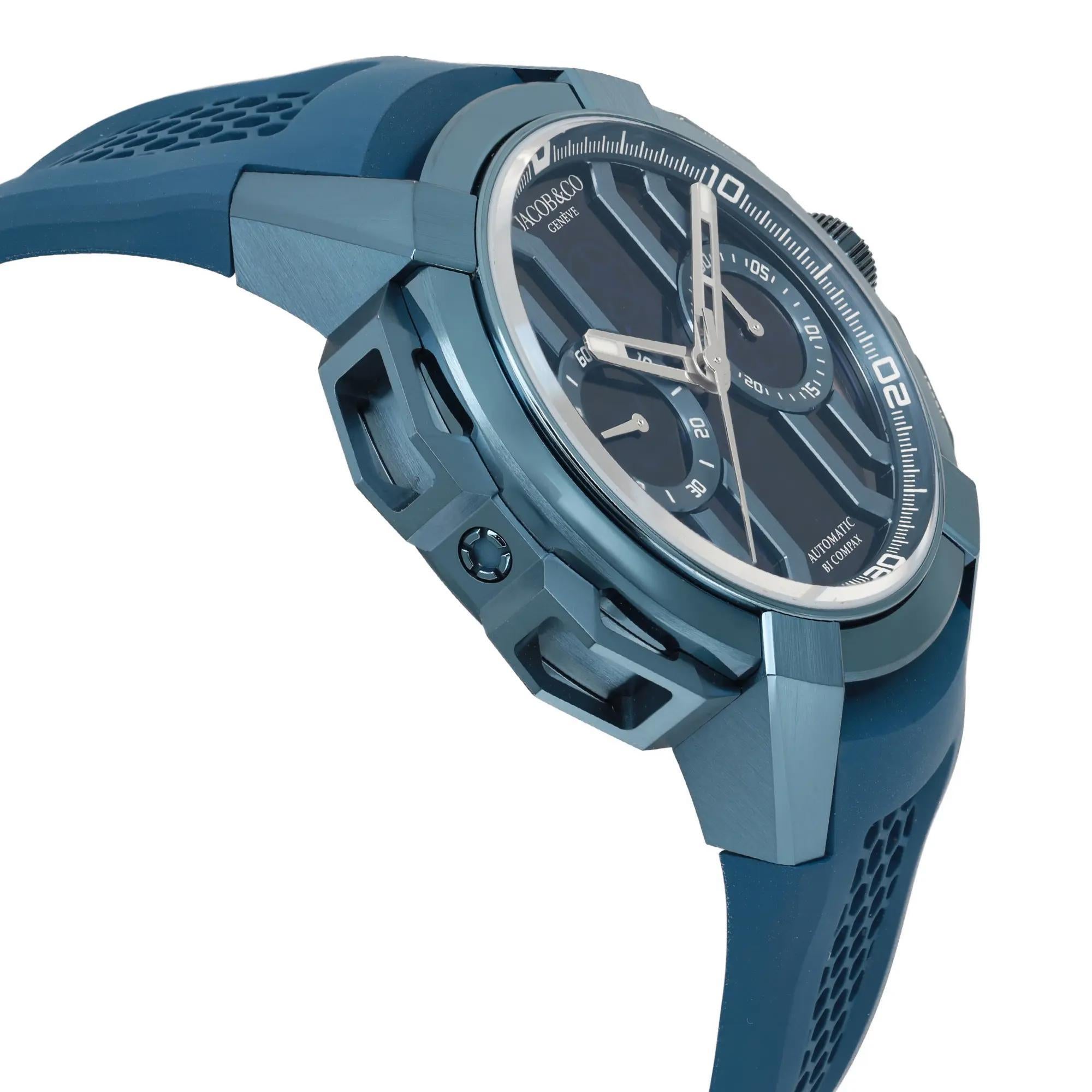 Men's Jacob & Co. Epic X Chrono 44mm Titanium Blue Dial Men Watch EC400.22.AF.AA.A For Sale