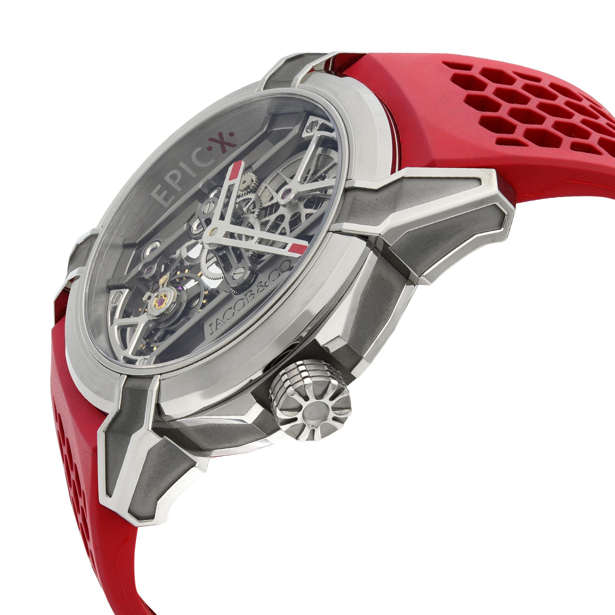 Jacob & Co. Epic X Red Titanium Skeleton Hand-Wind Men’s Watch EX100.20.PS.PP.A In New Condition In New York, NY