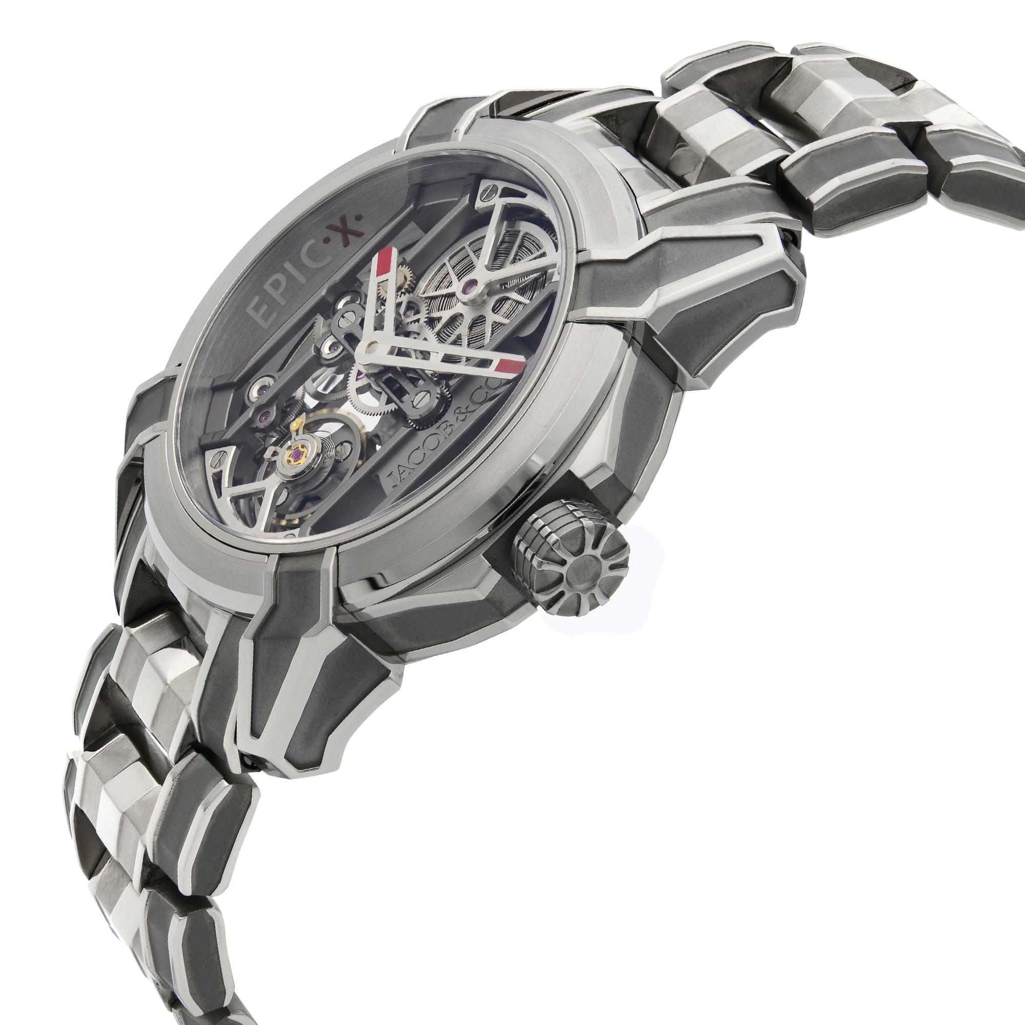 Jacob & Co. Epic X Skeleton Titanium Hand-Wind Men’s Watch EX100.20.PS.PP.A20AA In New Condition In New York, NY