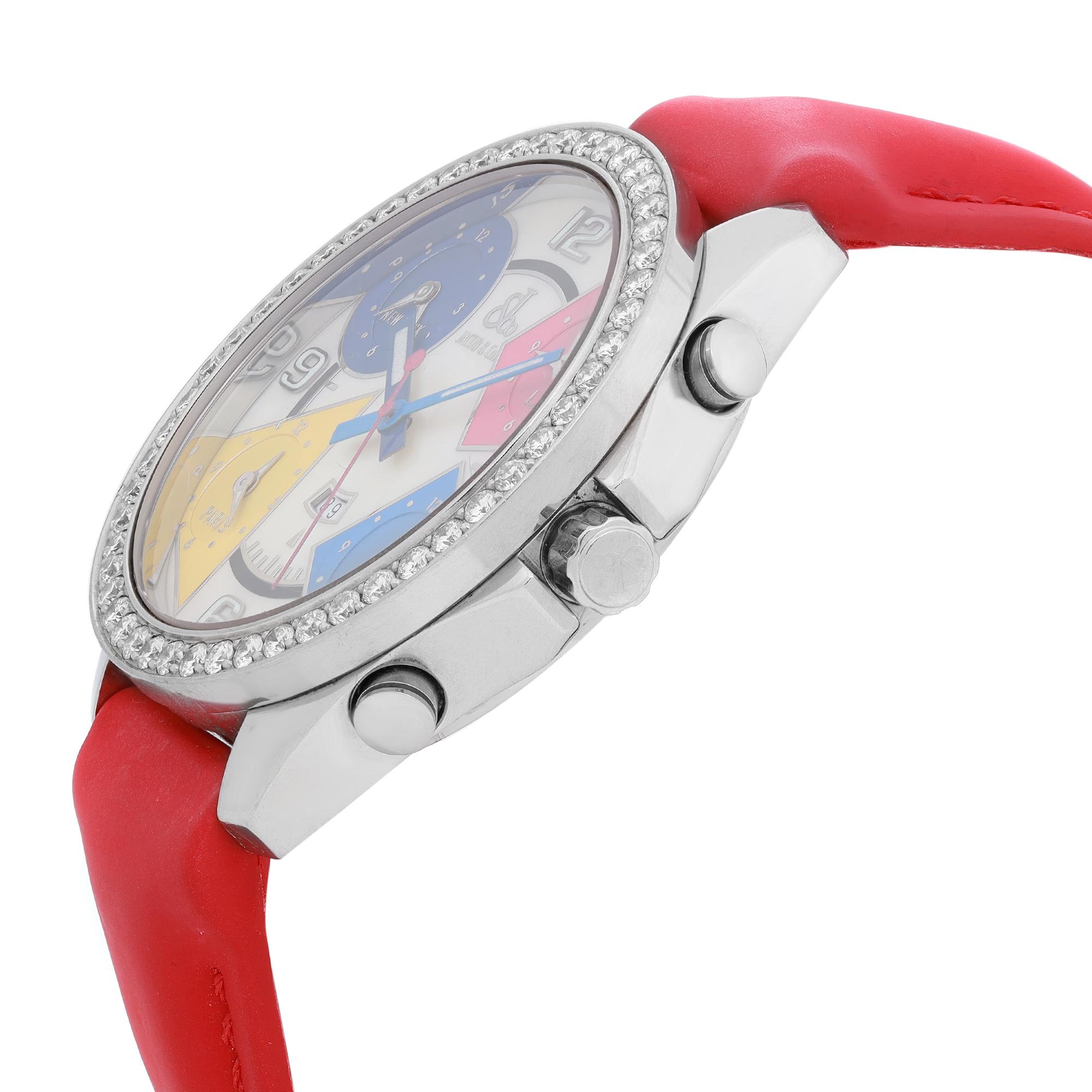 Jacob & Co Fünf Zeitzone 47 mm Stahl-Diamant-MOP-Herrenuhr mit weißem Zifferblatt 964606 im Zustand „Hervorragend“ in New York, NY