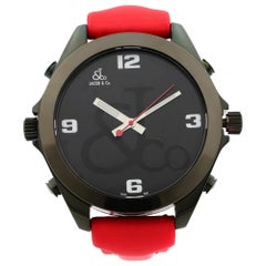 Jacob & Co. Five Time Zone Black PVD Steel Dual Face Silver Quartz Men's Watch