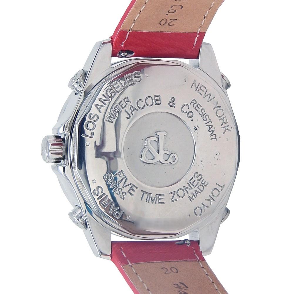 Contemporary Jacob & Co. Five Time Zone JC47SR, Red Dial, Certified and Warranty