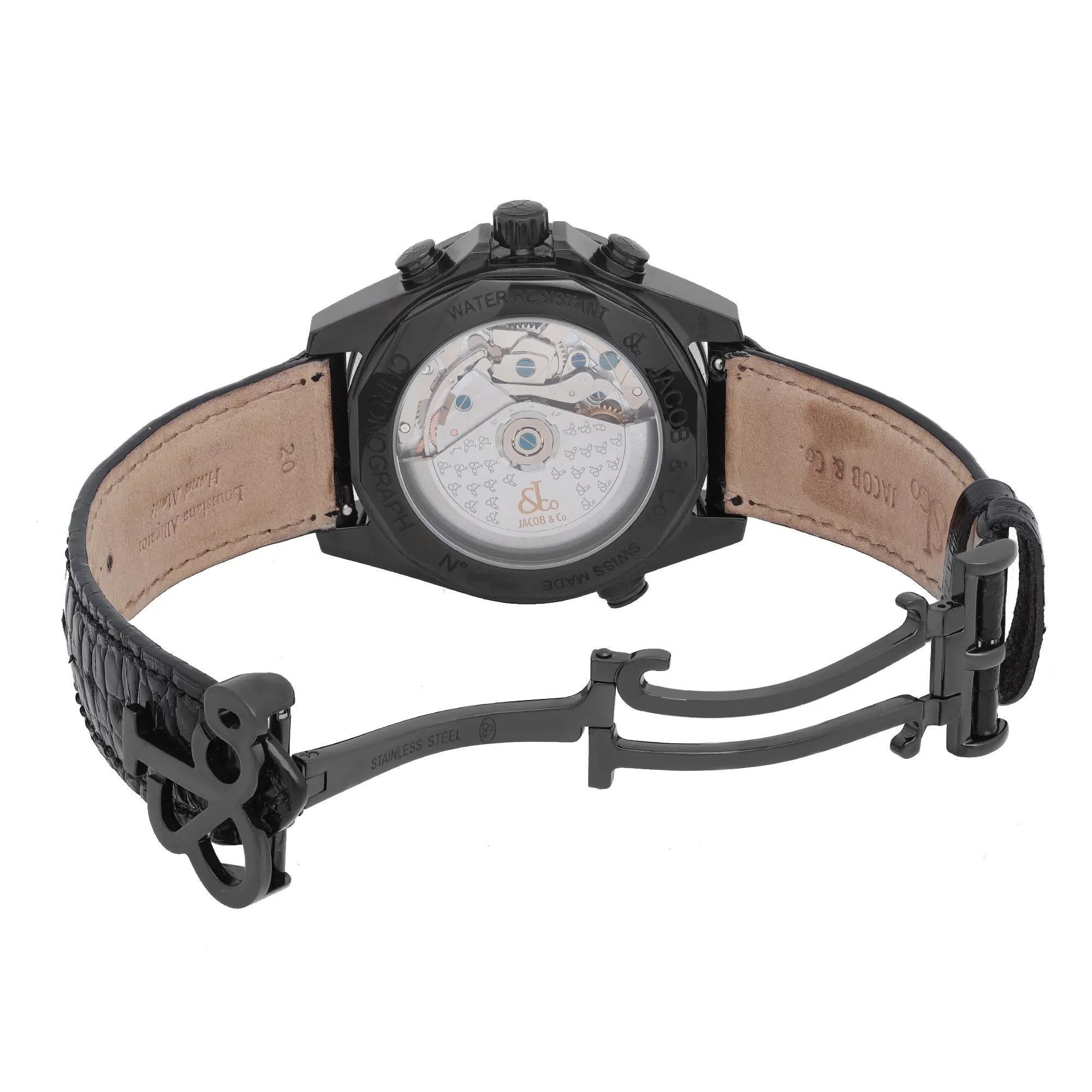 Automatik-Herrenuhr ACM-2BC von Jacob & Co, vier Zeitzonen, 40 mm, Stahl PVD, schwarzes Zifferblatt 2