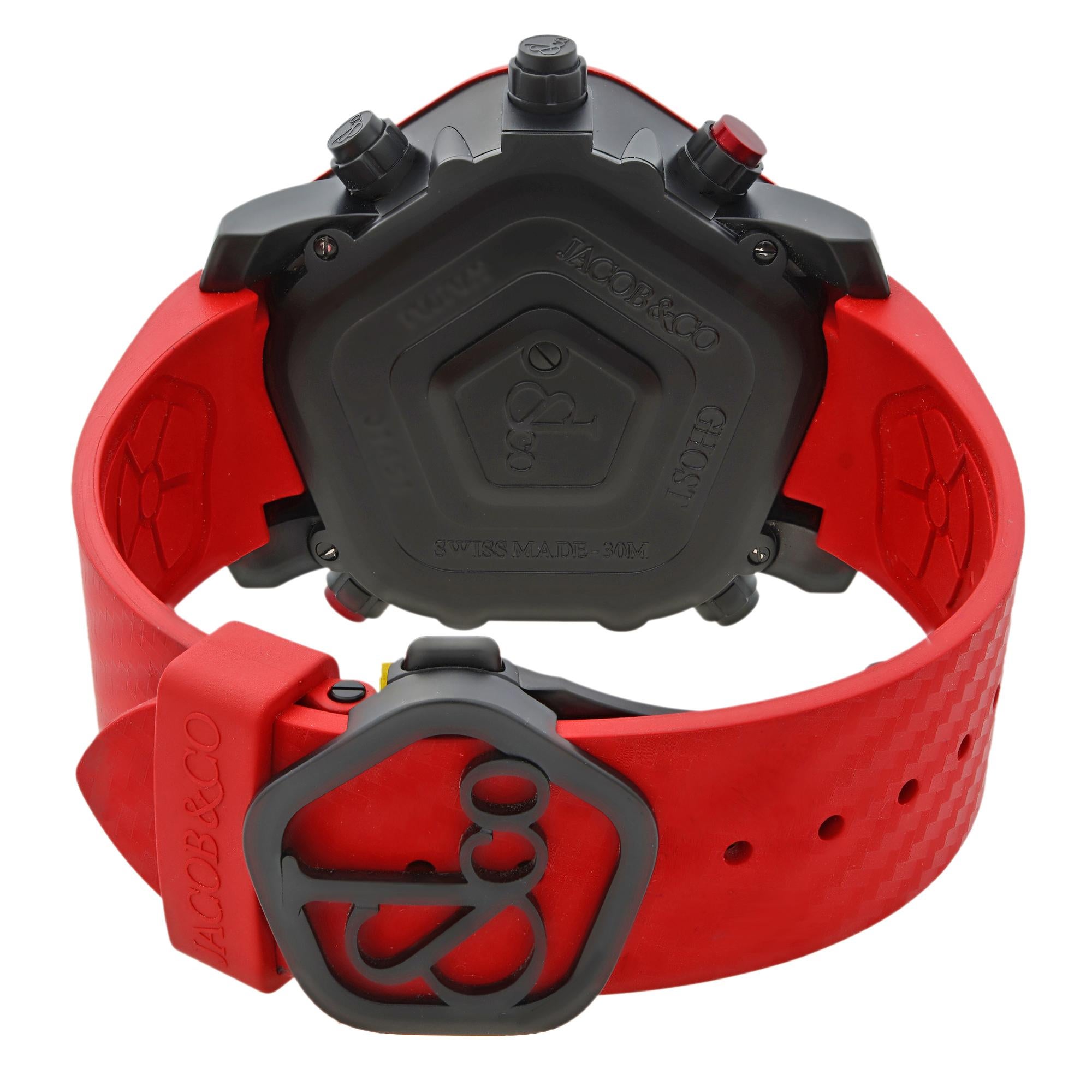 Jacob & Co. Ghost Carbon Bezel Red Quartz Men's Watch GH100.11.NS.PC.ANA4D 2