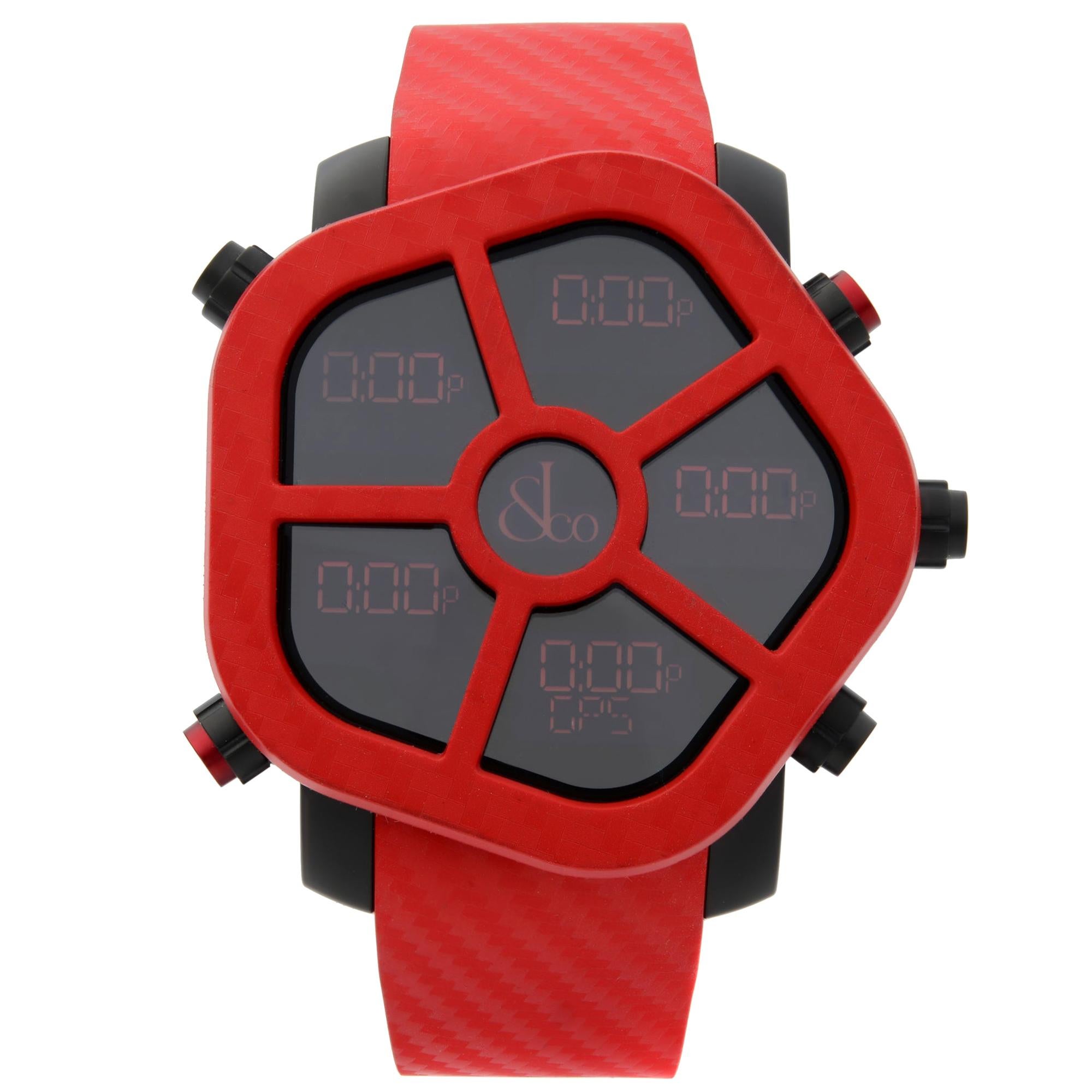Jacob & Co. Ghost Carbon Bezel Red Quartz Men's Watch GH100.11.NS.PC.ANA4D