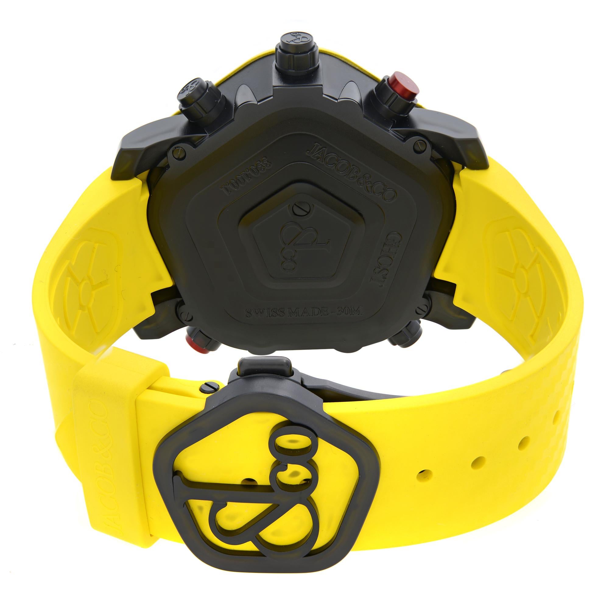 Jacob & Co. Ghost Steel Carbon Bezel Yellow Quartz Montre GH100.11.NS.PC.ANH4D en vente 1