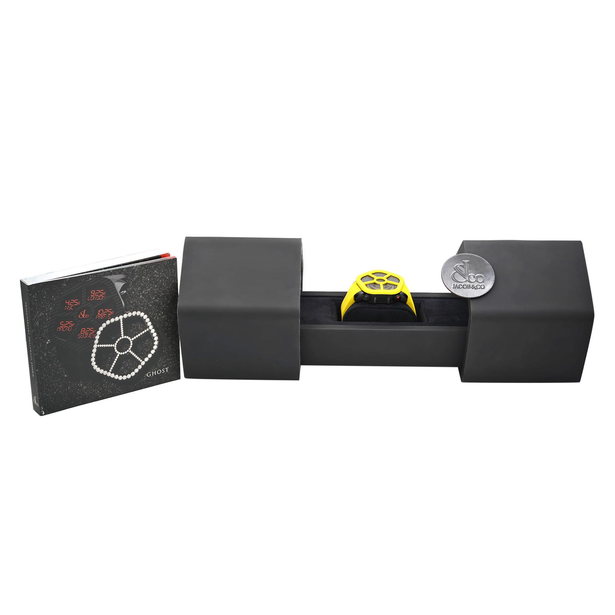 Men's Jacob & Co. Ghost Steel Carbon Bezel Yellow Quartz Watch GH100.11.NS.PC.ANH4D For Sale