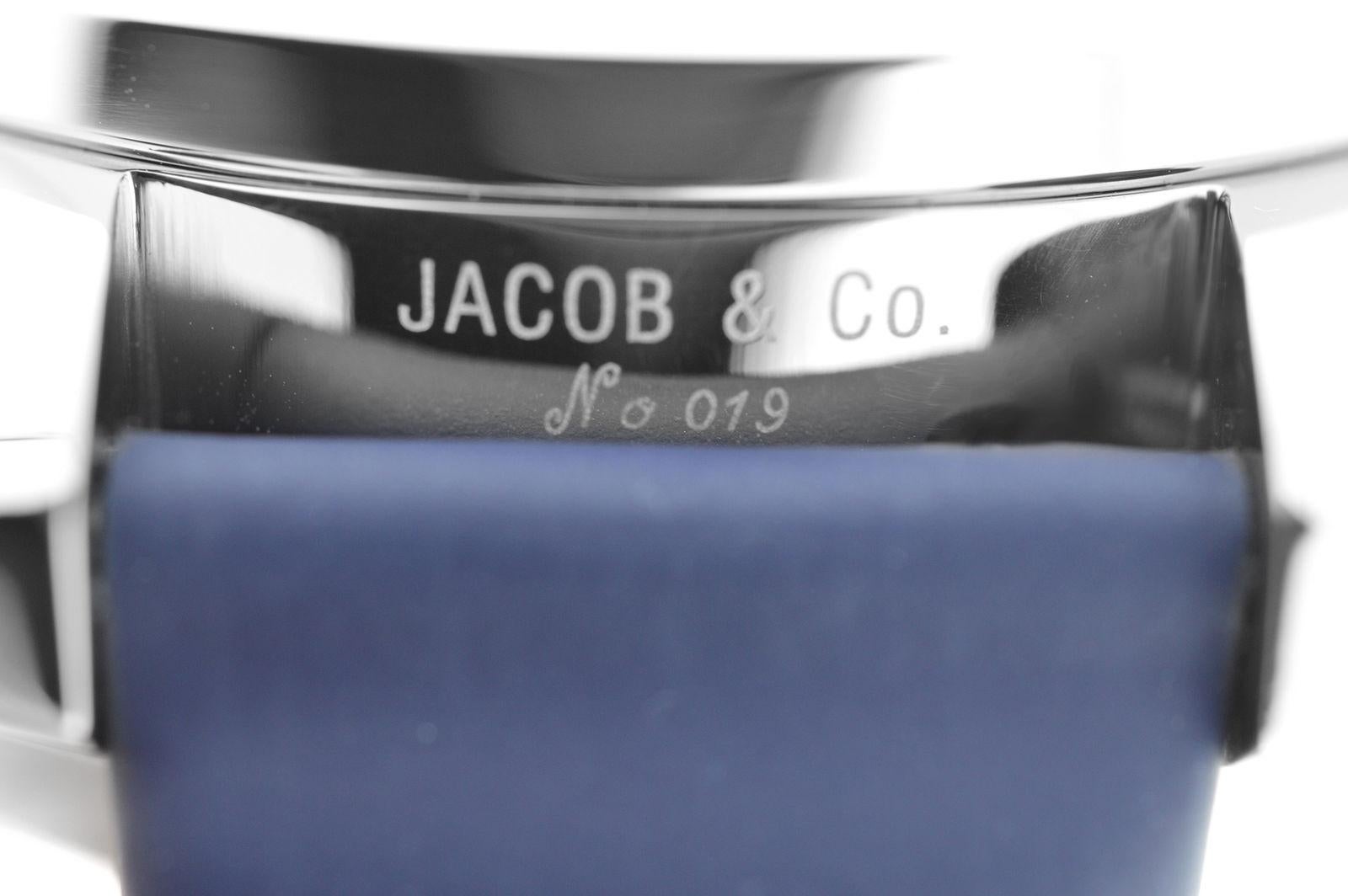 Jacob & Co. JC27 Six Time Zones Chronograph Diamond Mother of Pearl Quartz Watch In Excellent Condition For Sale In New York, NY