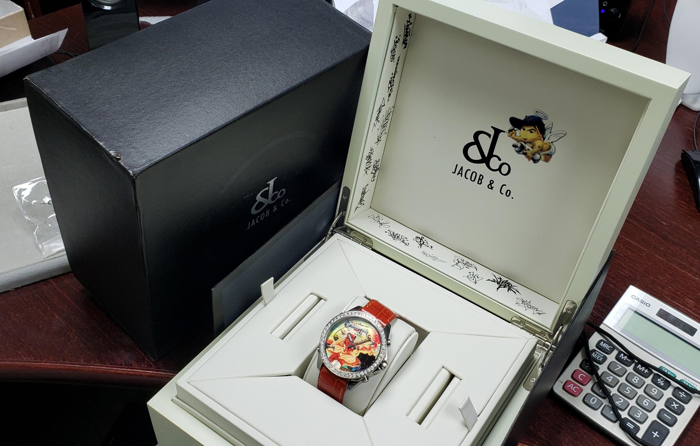 100% authentic  Jacob & Co. MONYPIECE  watch with box, limited edition #2 out of 18 ever made.  I was not able to find the price reference on the internet (had to Google the image, still nothing came-up). I would like to start with $15,800.00, but