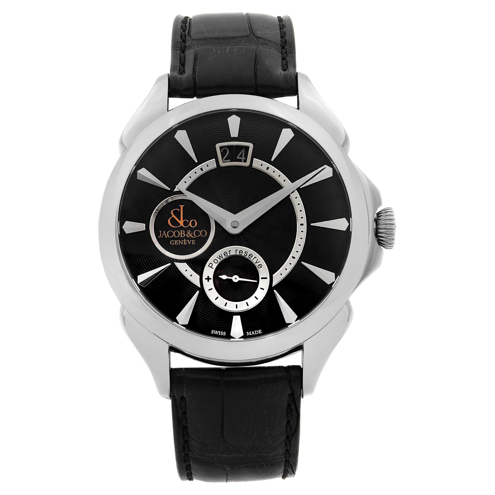 Jacob and Co. Palatial Big Date Steel HandWind Men's Watch PC400.10.NS