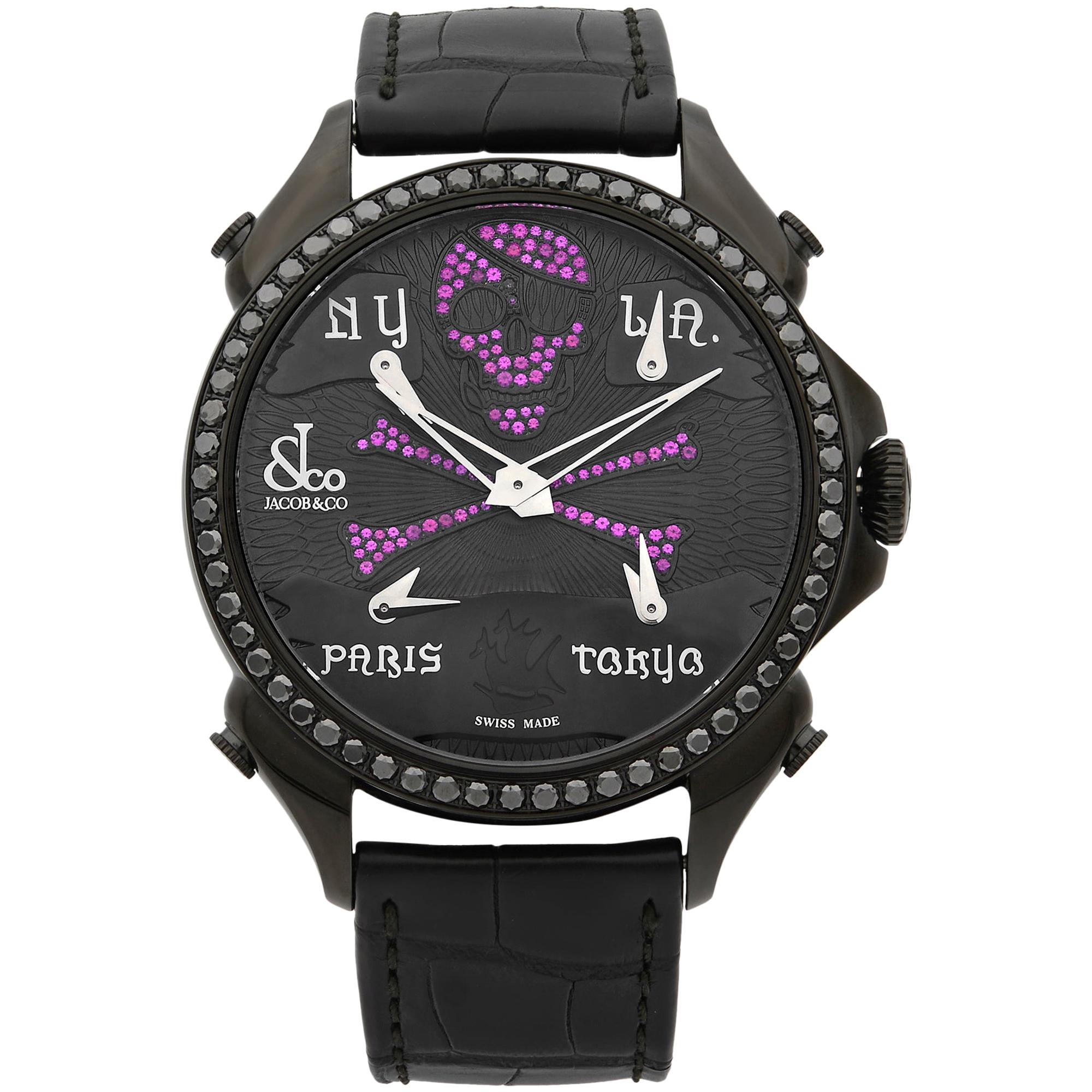 Jacob 
Co. Palatial Ghost 5-Time Zone Quartz Men’s Watch PZ500.11.SO.NU.A