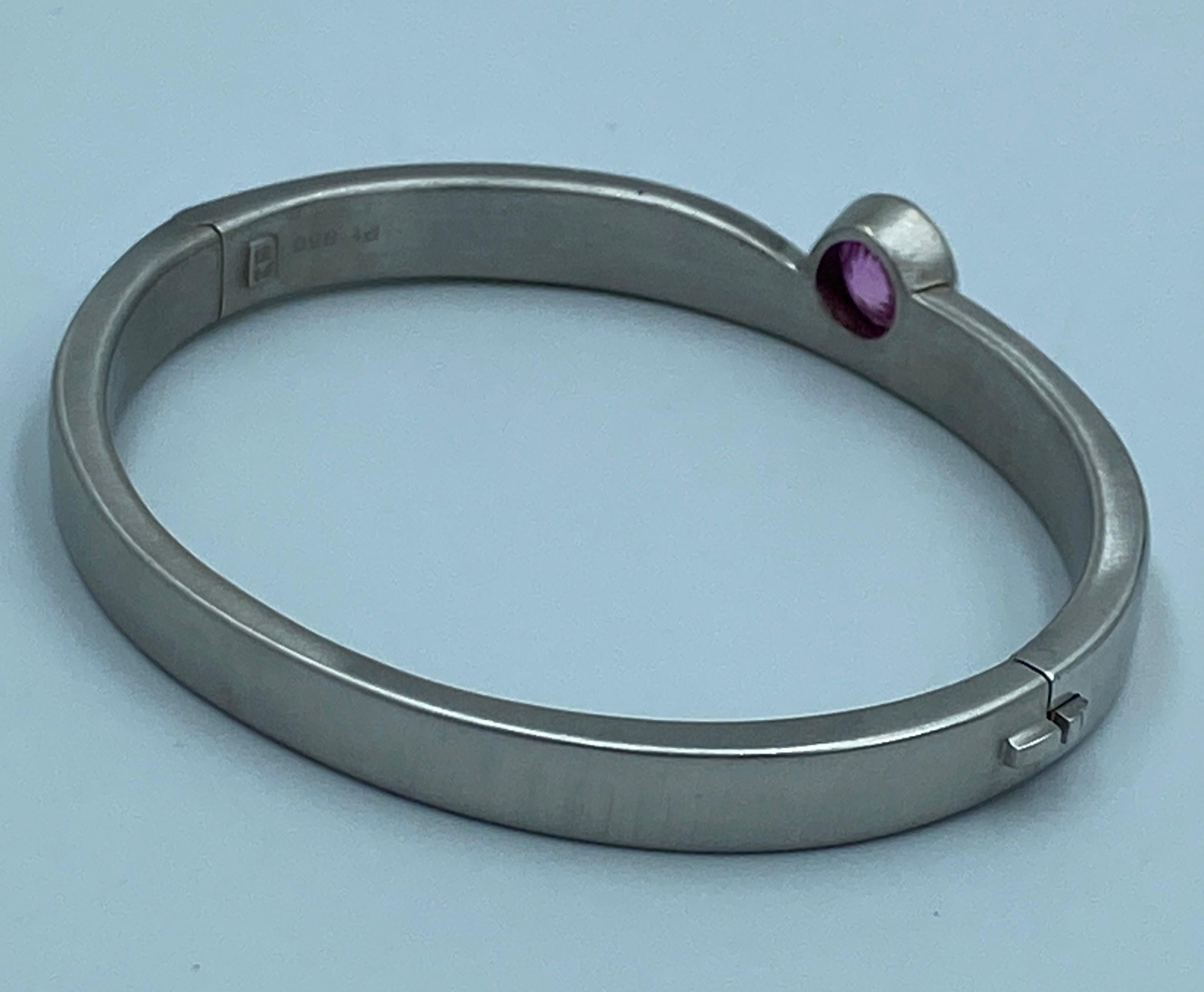 Jacob & Co platinum, diamond and pink sapphire bangle For Sale 3