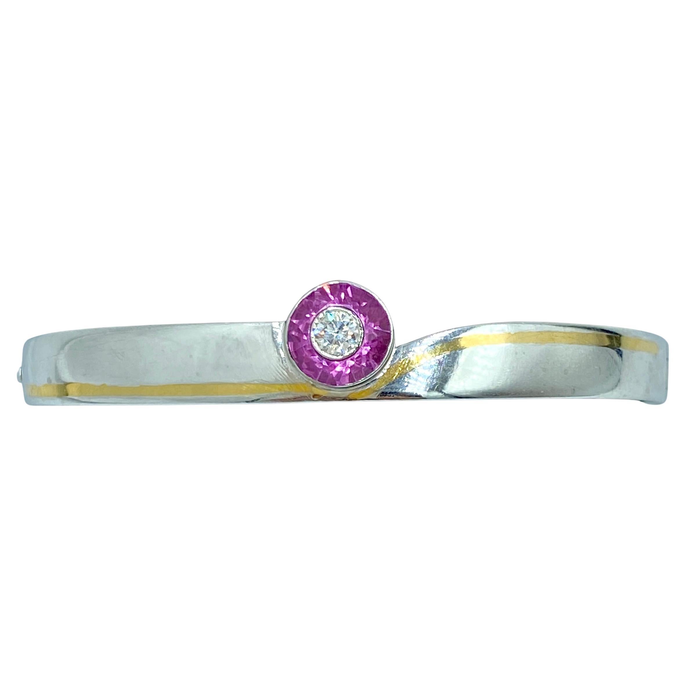 Jacob & Co platinum, diamond and pink sapphire bangle