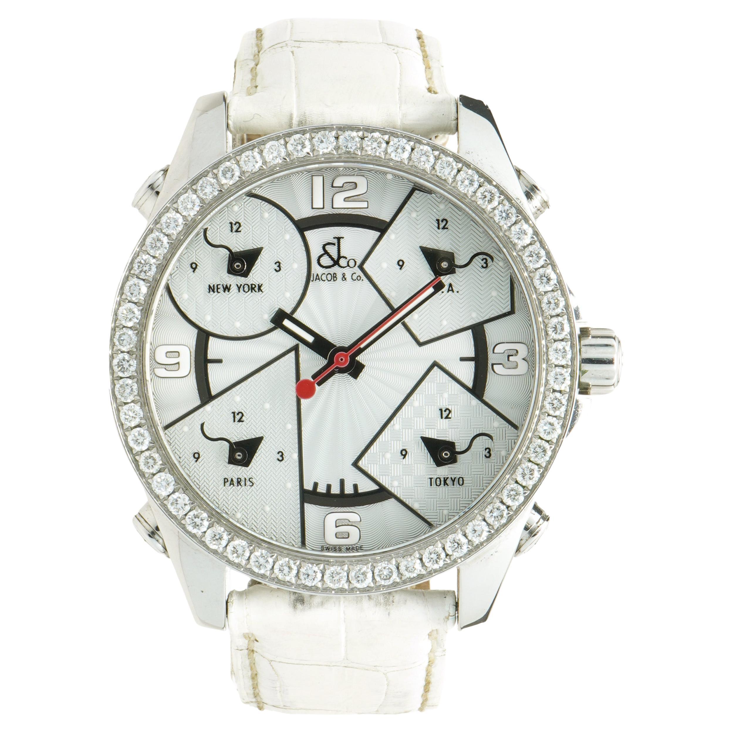 Jacob & Co Acier inoxydable 5 Time Zone 40mm en vente