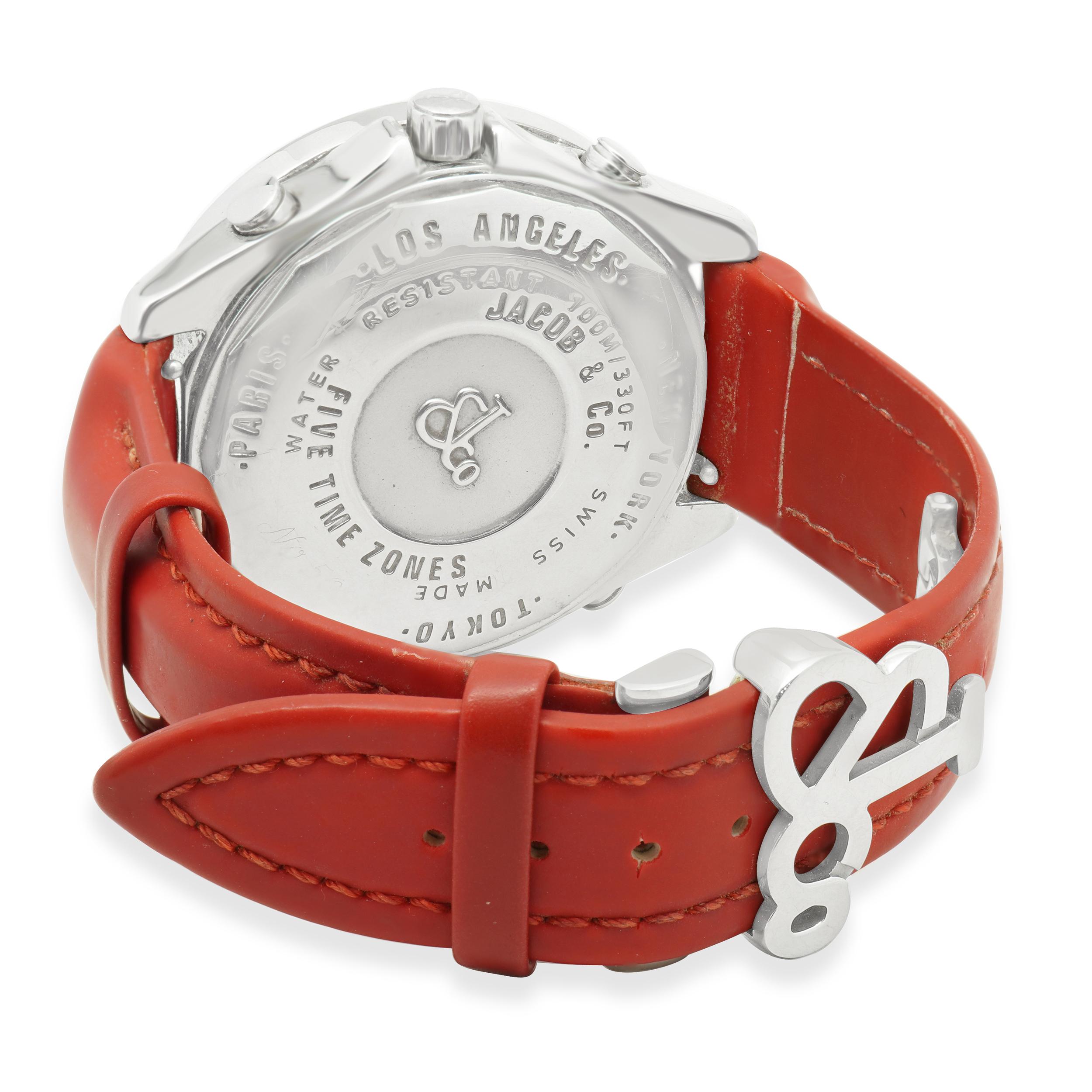 Jacob & Co. Edelstahl 5 Zeitzonen Diamant-Lünette (Rundschliff) im Angebot