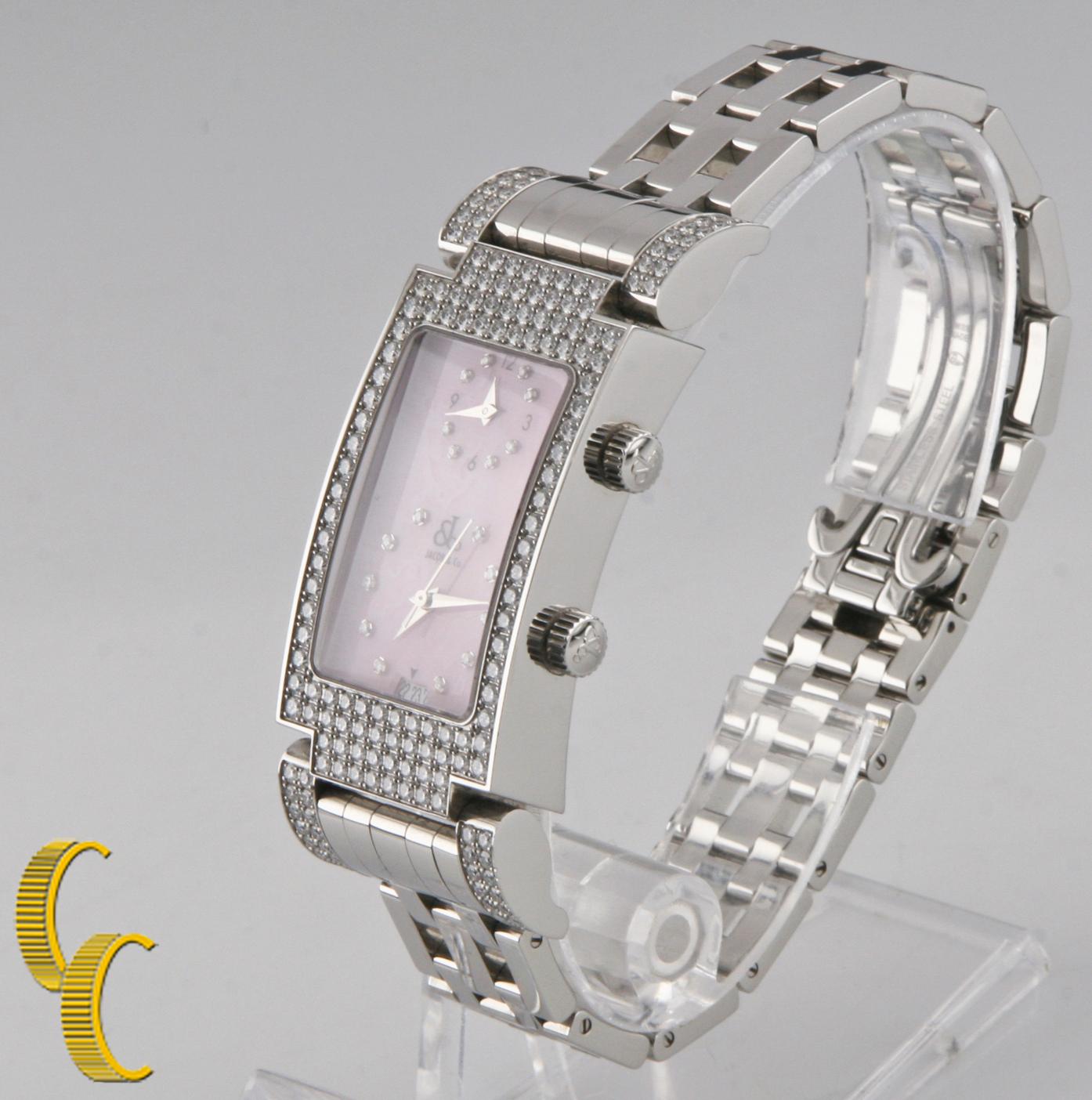 Jacob & Co. Angel-Quarz-Uhr aus Edelstahl und Diamanten mit Box und Papieren (Perle) im Angebot