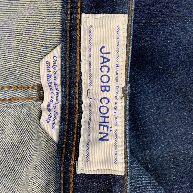 JACOB COHEN Size 34 Blue Contrast Stitch Cotton Blend Premium Edition Jeans  at 1stDibs