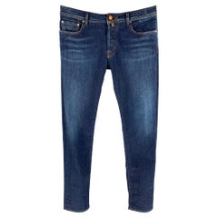 JACOB COHEN Size 34 Blue Contrast Stitch Cotton Blend Premium Edition Jeans