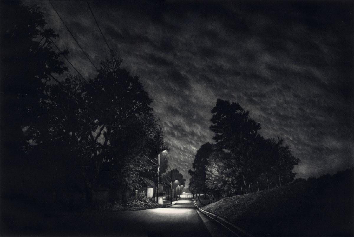 Jacob Crook Still-Life Print - Drift (dramatic nocturne in America's suburbia)