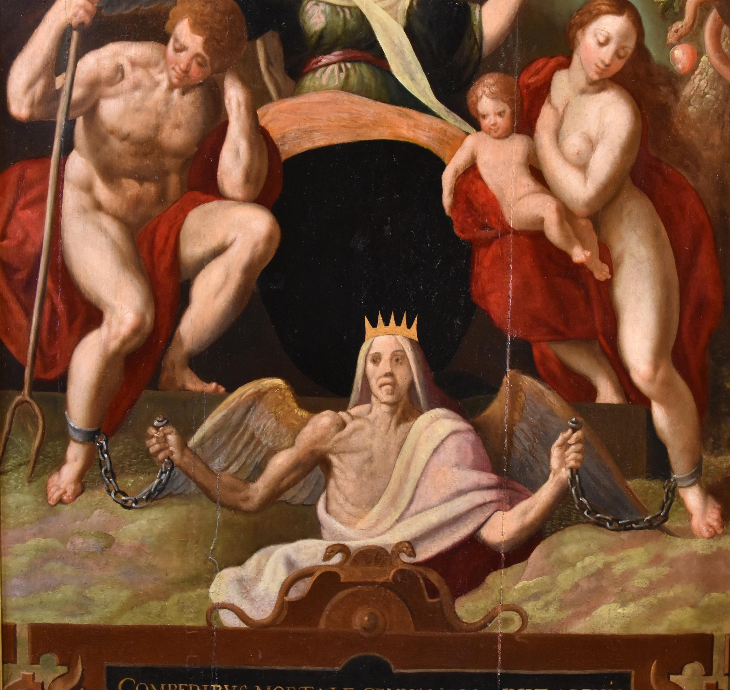Redemption Adam Eve De Backer 16th Century Paint Oil on table Old master Flemish For Sale 4