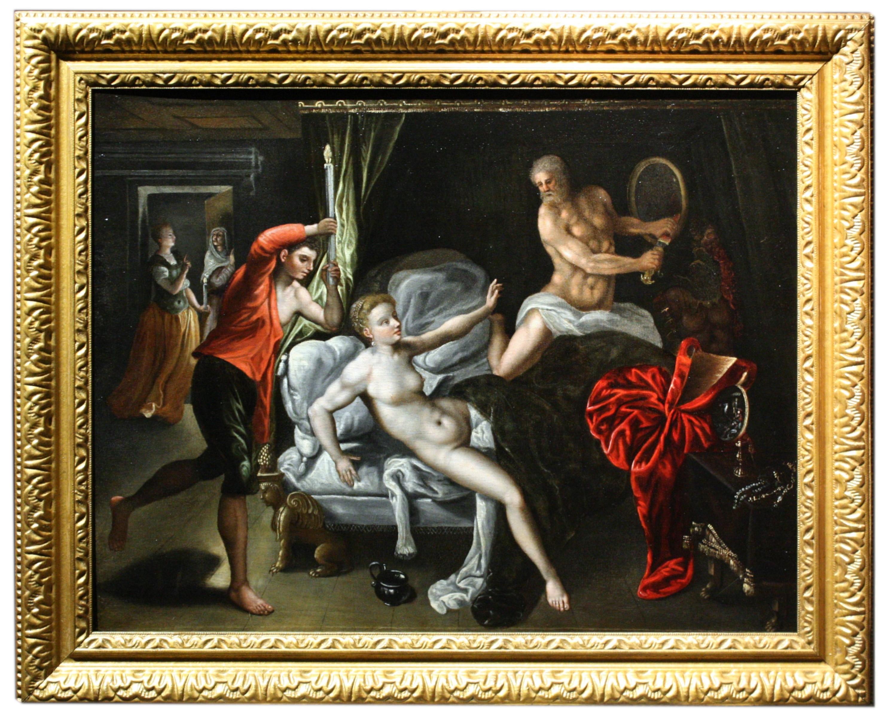 16. Jahrhundert. Die flämische Schule, Renaissance, um 1580, Venus und der Mars überrascht von Vulkan – Painting von Jacob de Backer