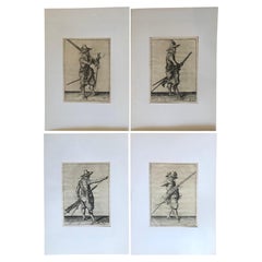 Jacob De Ghein Soldiers With Medieval Arms Set of Four Etchings from 1607