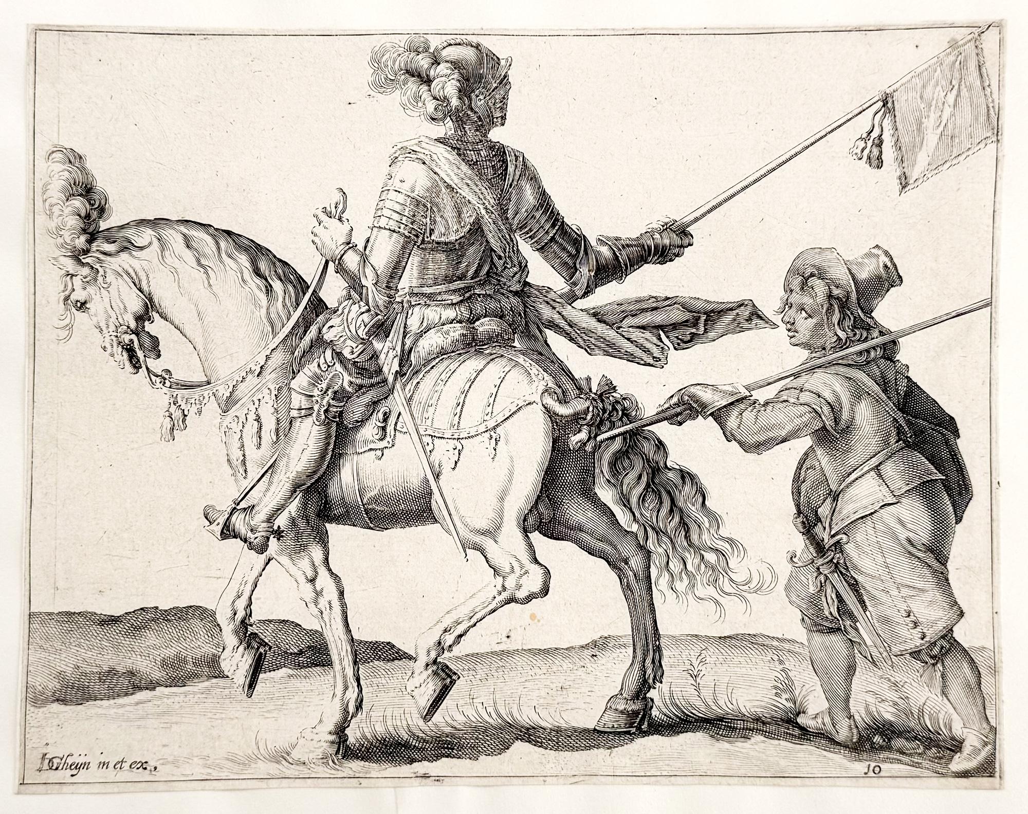 Portrait Print Jacob de Gheyn II - De wapenhandelinghe van de ruiters ; Planche 10 de L'école d'équitation, ou l'exercice