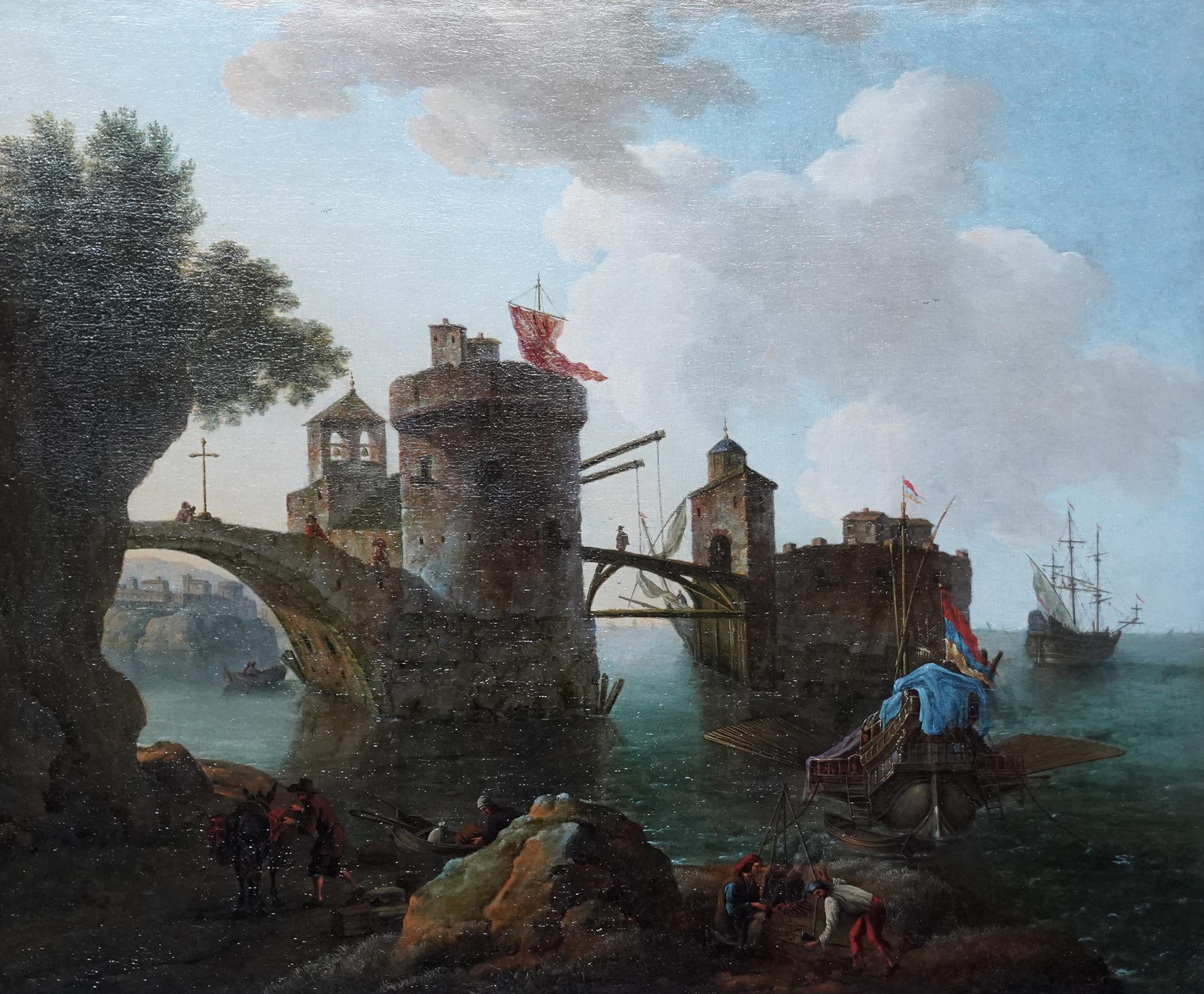 Dutch Marine Shipping Seascape - Arte de la Edad de Oro Pintura al óleo de viejos maestros barcos en venta 6