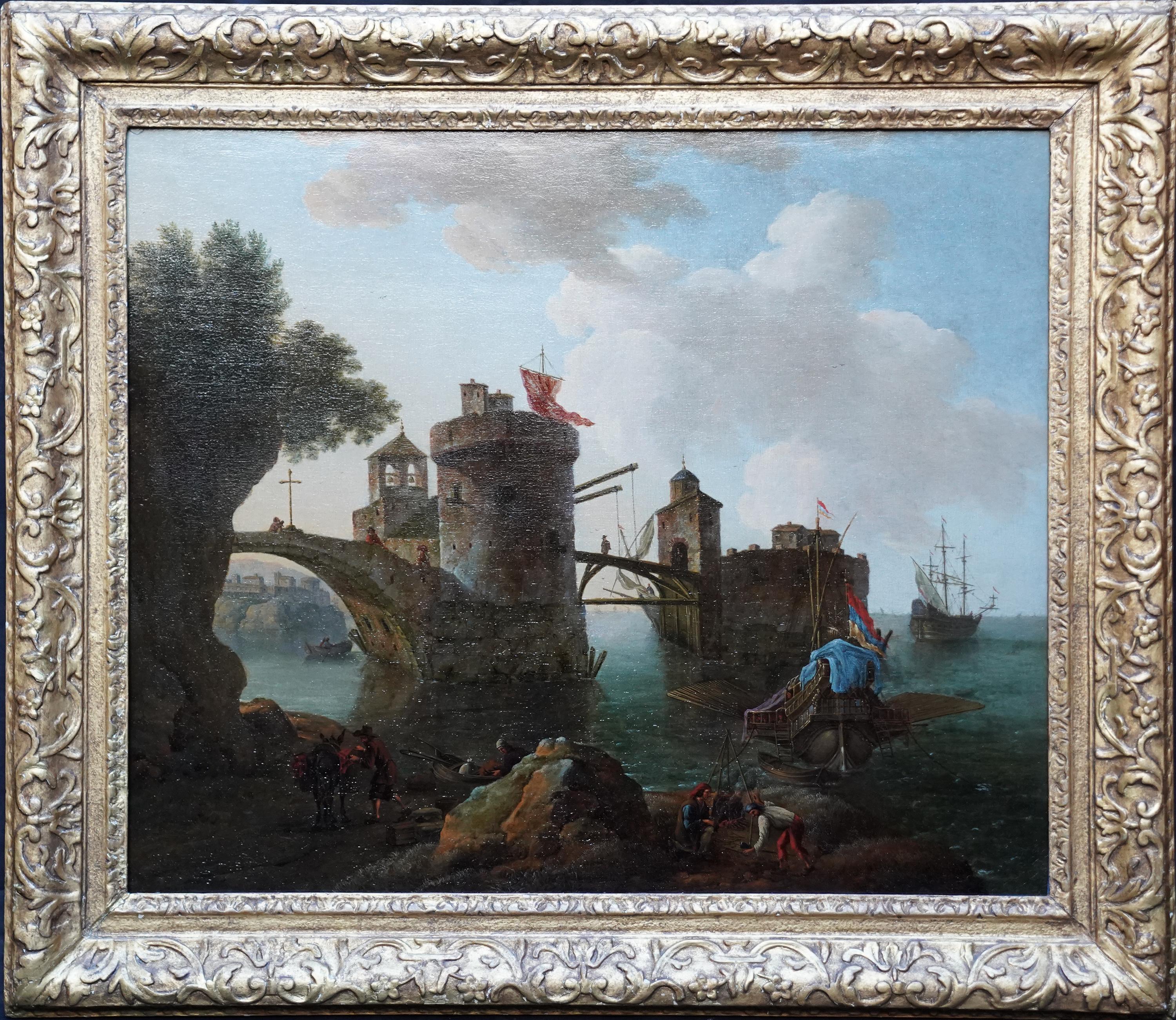 Dutch Marine Shipping Seascape - Arte de la Edad de Oro Pintura al óleo de viejos maestros barcos en venta 7