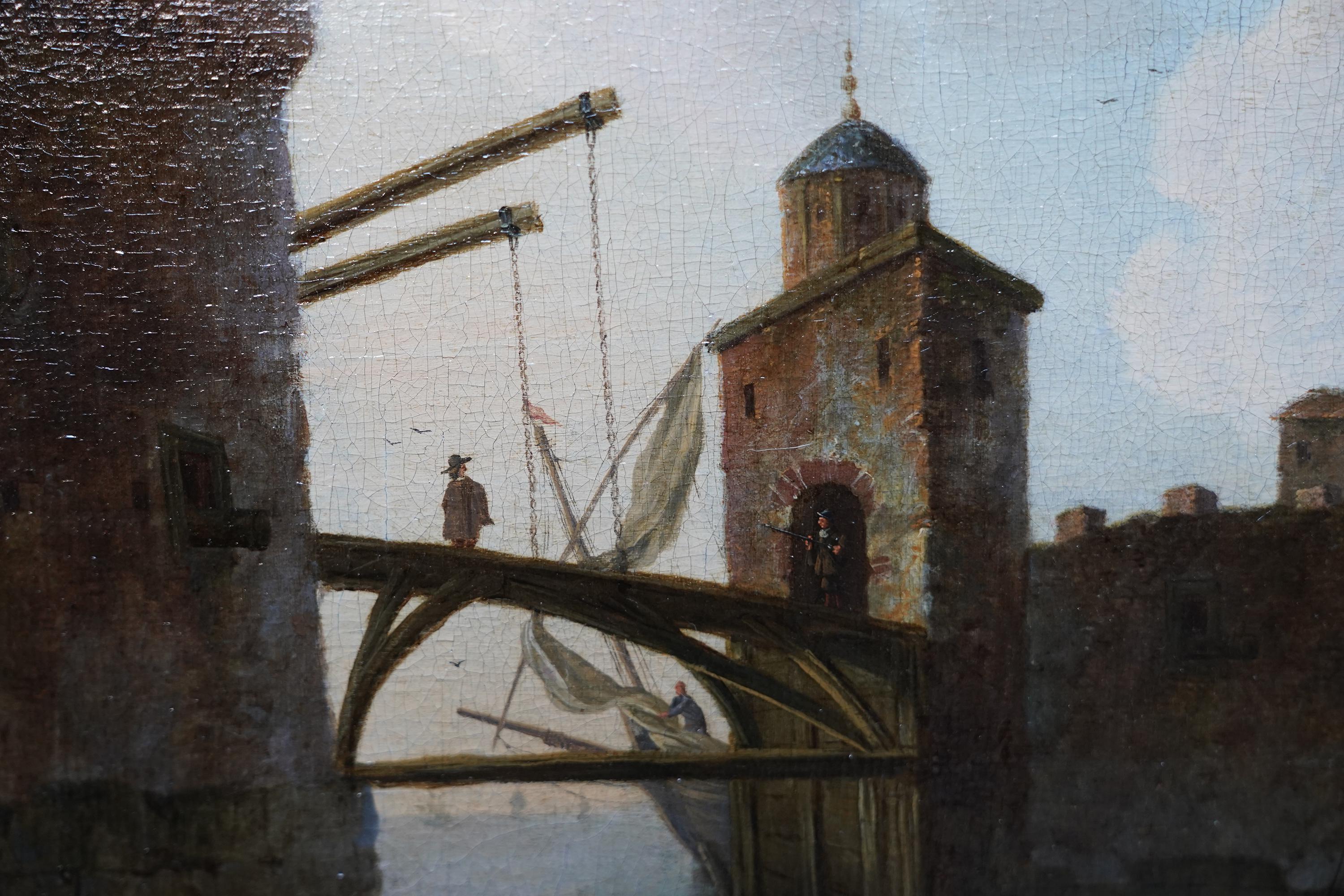 Dutch Marine Shipping Seascape - Arte de la Edad de Oro Pintura al óleo de viejos maestros barcos en venta 3