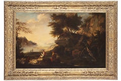 Antique 17th Century by Jacob de Heusch Pair of Landscapes Oil on Canvas 