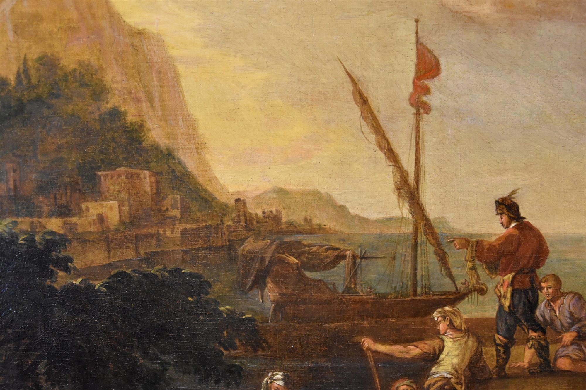 Küstenlandschaft De Heusc Paint 17. Jahrhundert Öl auf Leinwand Alter Meister im Angebot 8