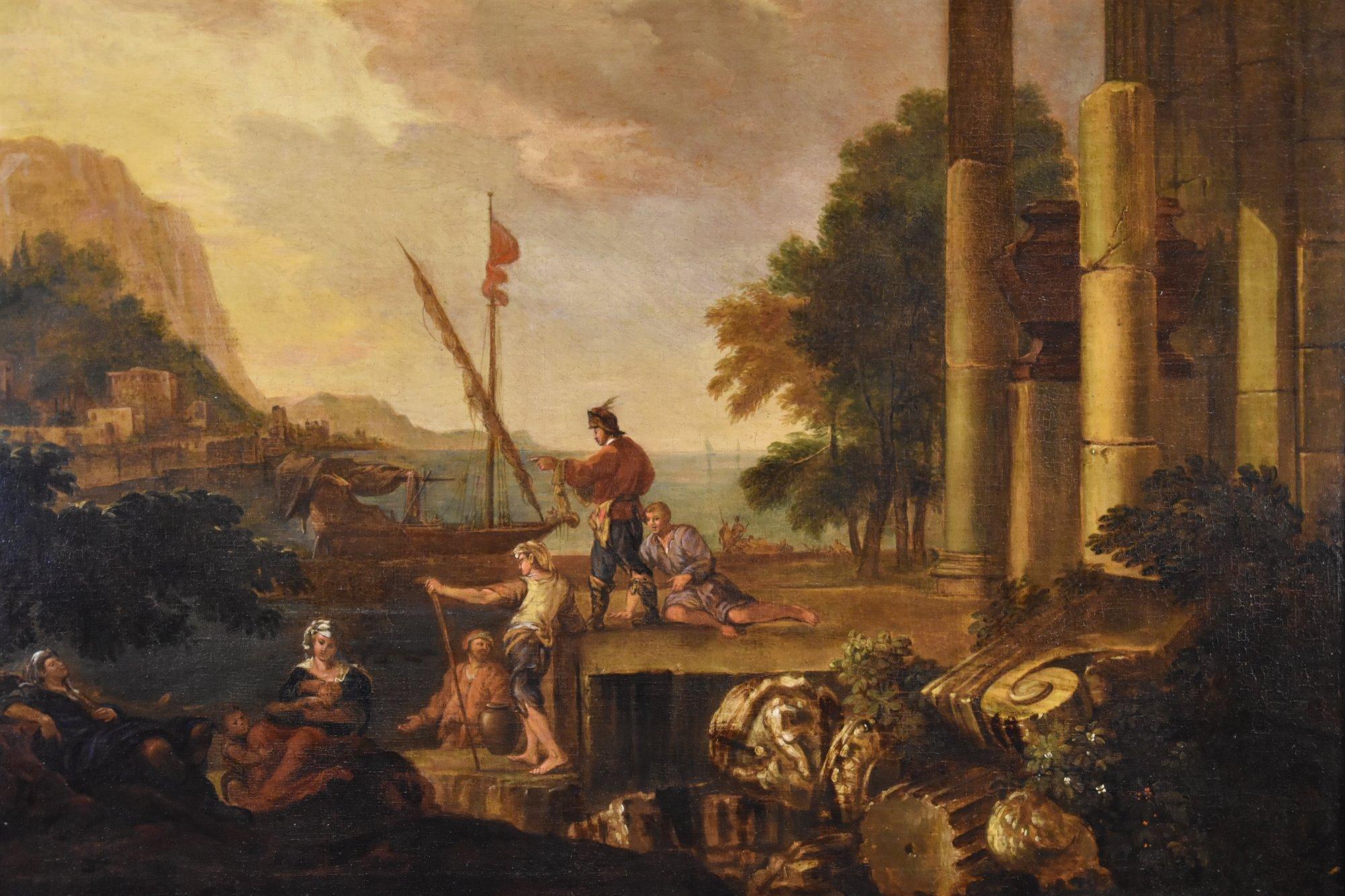 Küstenlandschaft De Heusc Paint 17. Jahrhundert Öl auf Leinwand Alter Meister im Angebot 10