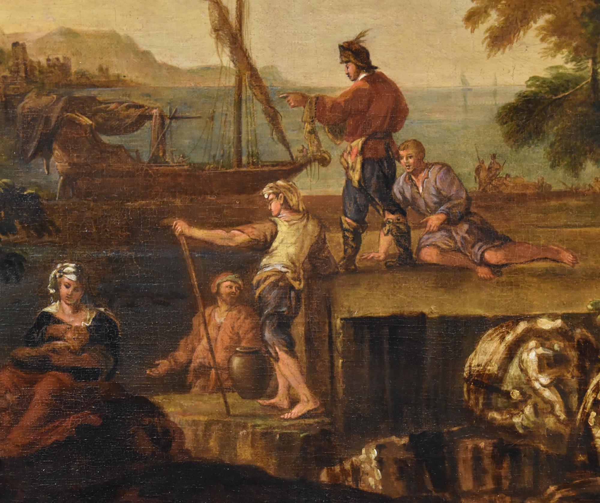 Küstenlandschaft De Heusc Paint 17. Jahrhundert Öl auf Leinwand Alter Meister im Angebot 3