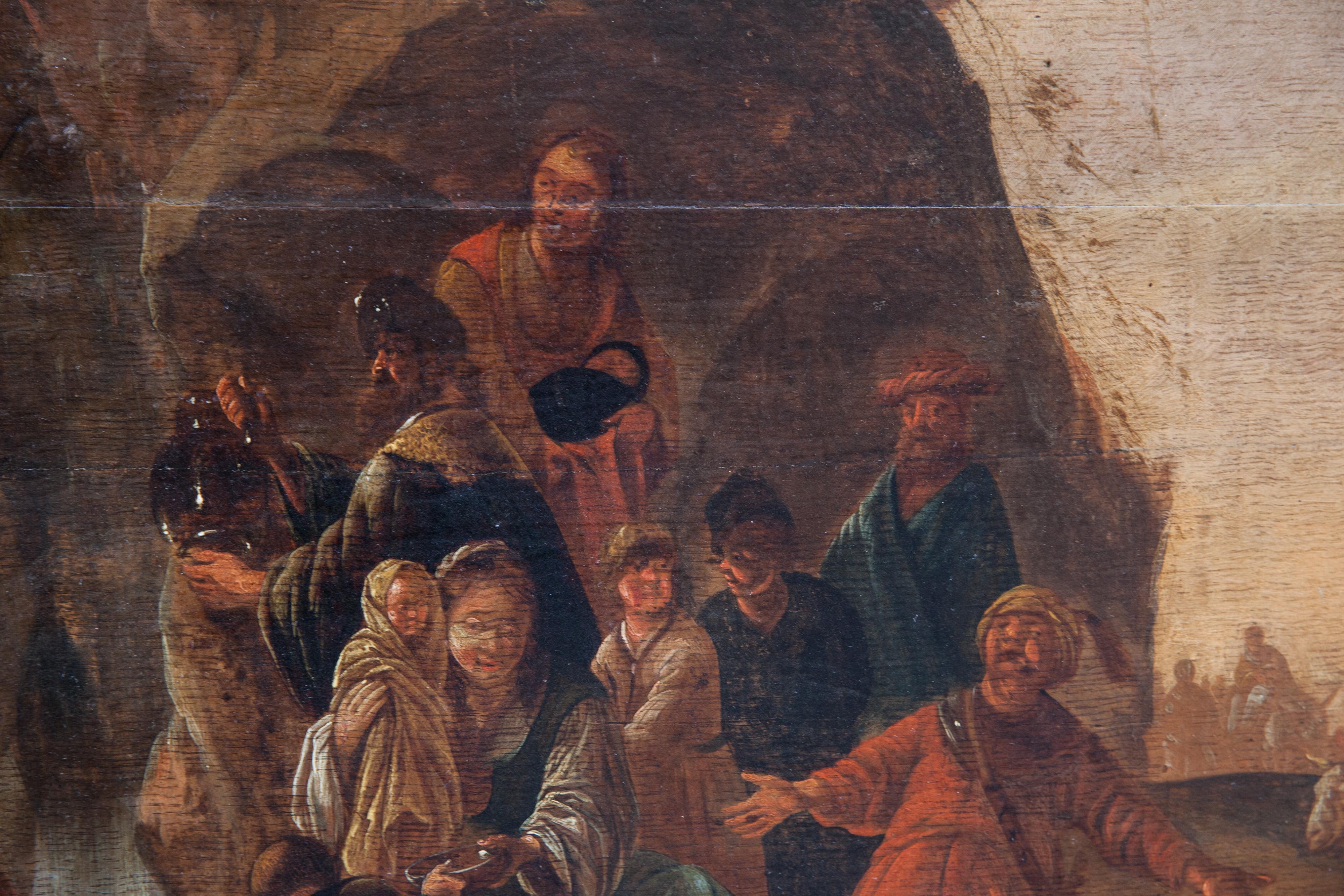 Moses frappe l'eau de la roche. XVIIe siècle. École néerlandaise. - Maîtres anciens Painting par Jacob de Wet