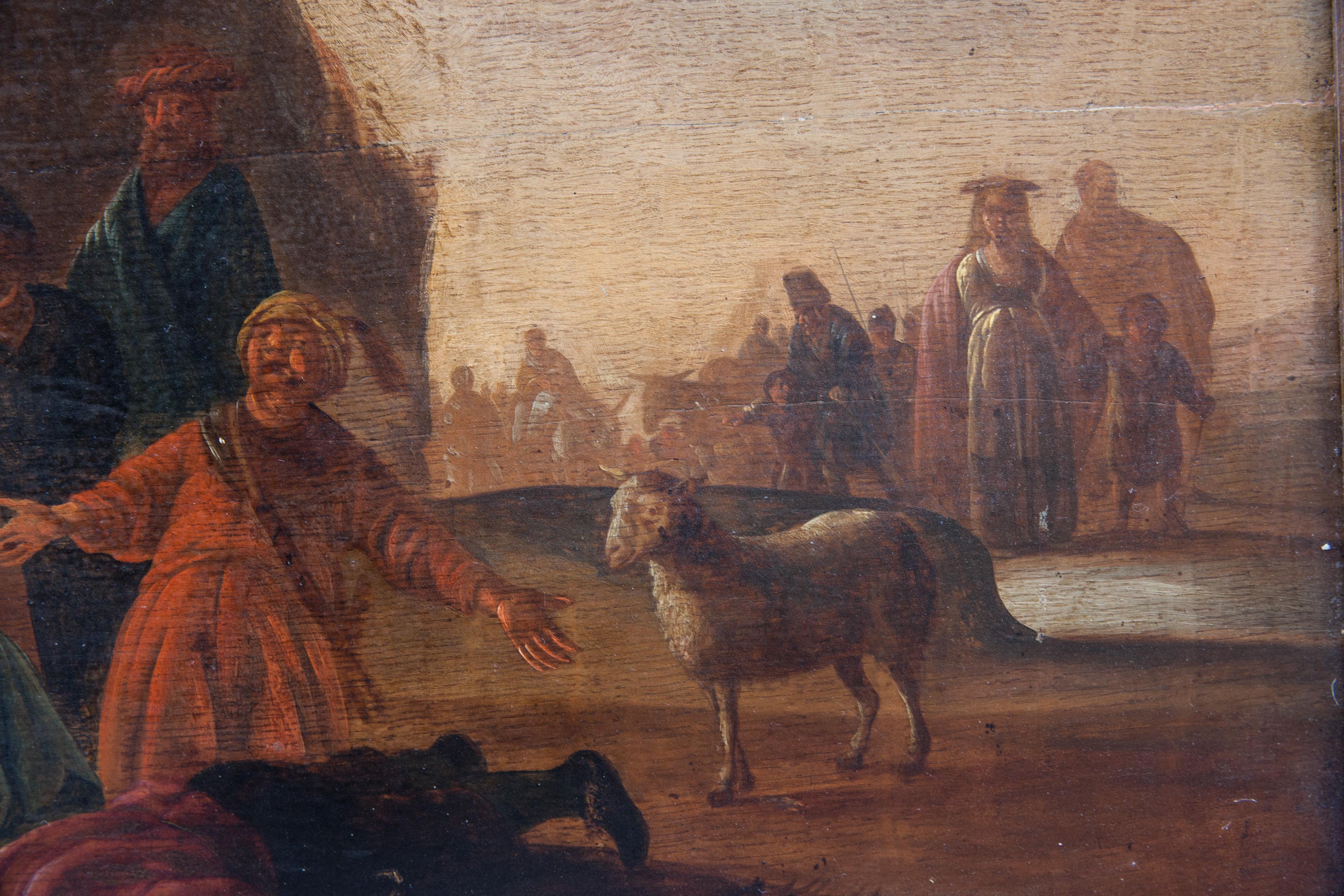Moses frappe l'eau de la roche. XVIIe siècle. École néerlandaise. en vente 1