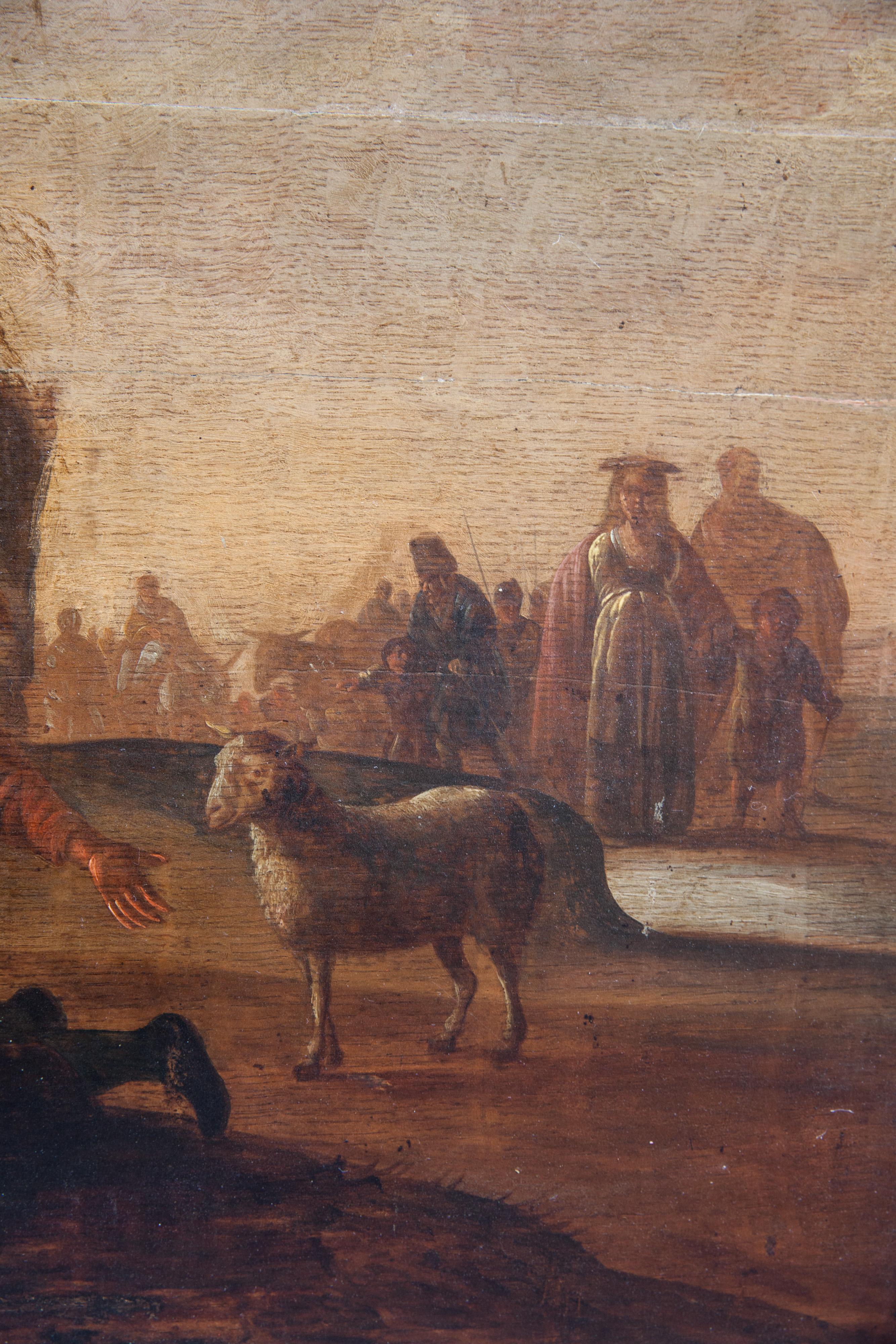 Moses frappe l'eau de la roche. XVIIe siècle. École néerlandaise. en vente 2
