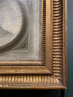 Huile rococo du 18ème siècle en relief ovale décorative représentant Vénus et Cupidon