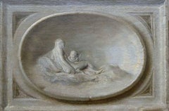 A decorative oval relief with Venus and Cupid, 18th Century Rococo Oil