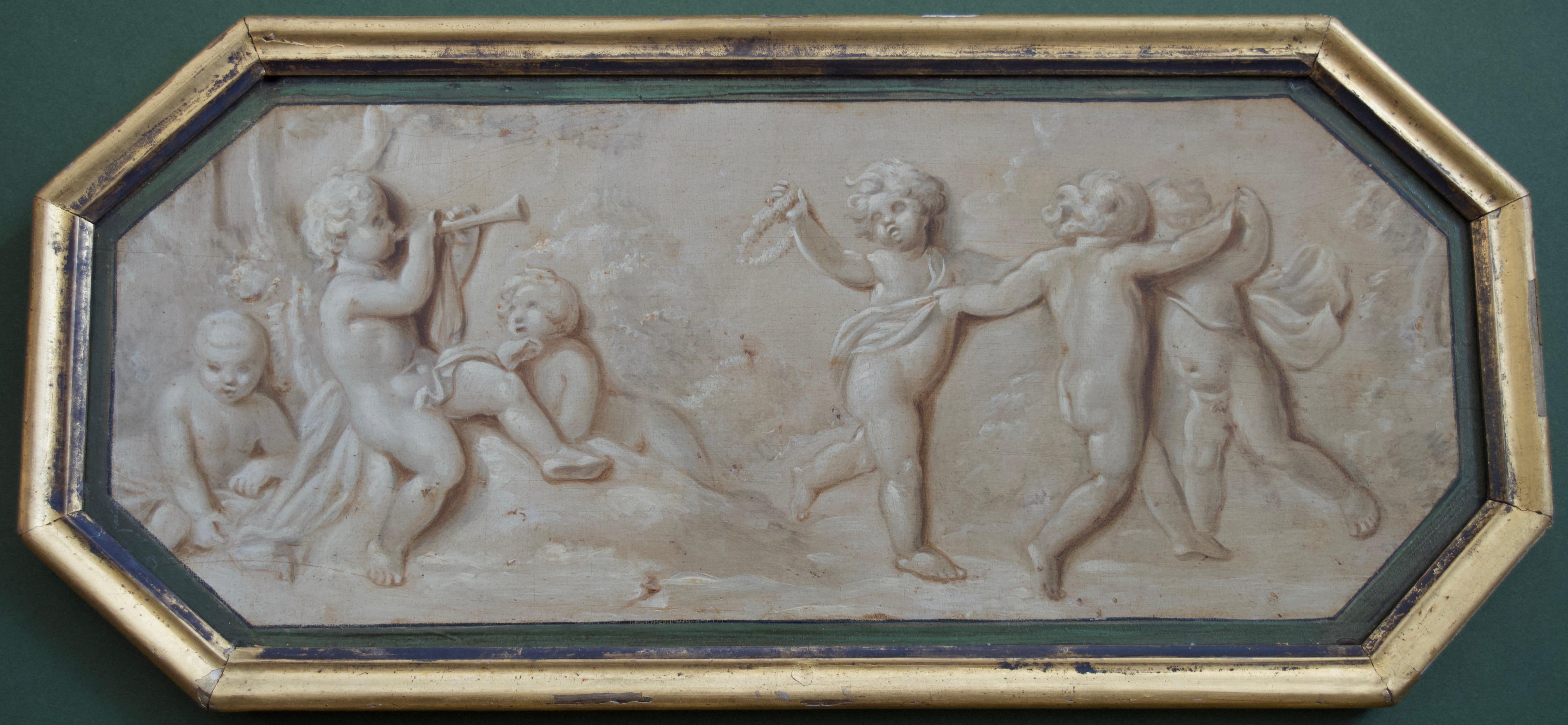 Trompe L'ceil pair , Circle of Jacob de Wit, 18th century classical putti scene - Painting by Jacob De Wit