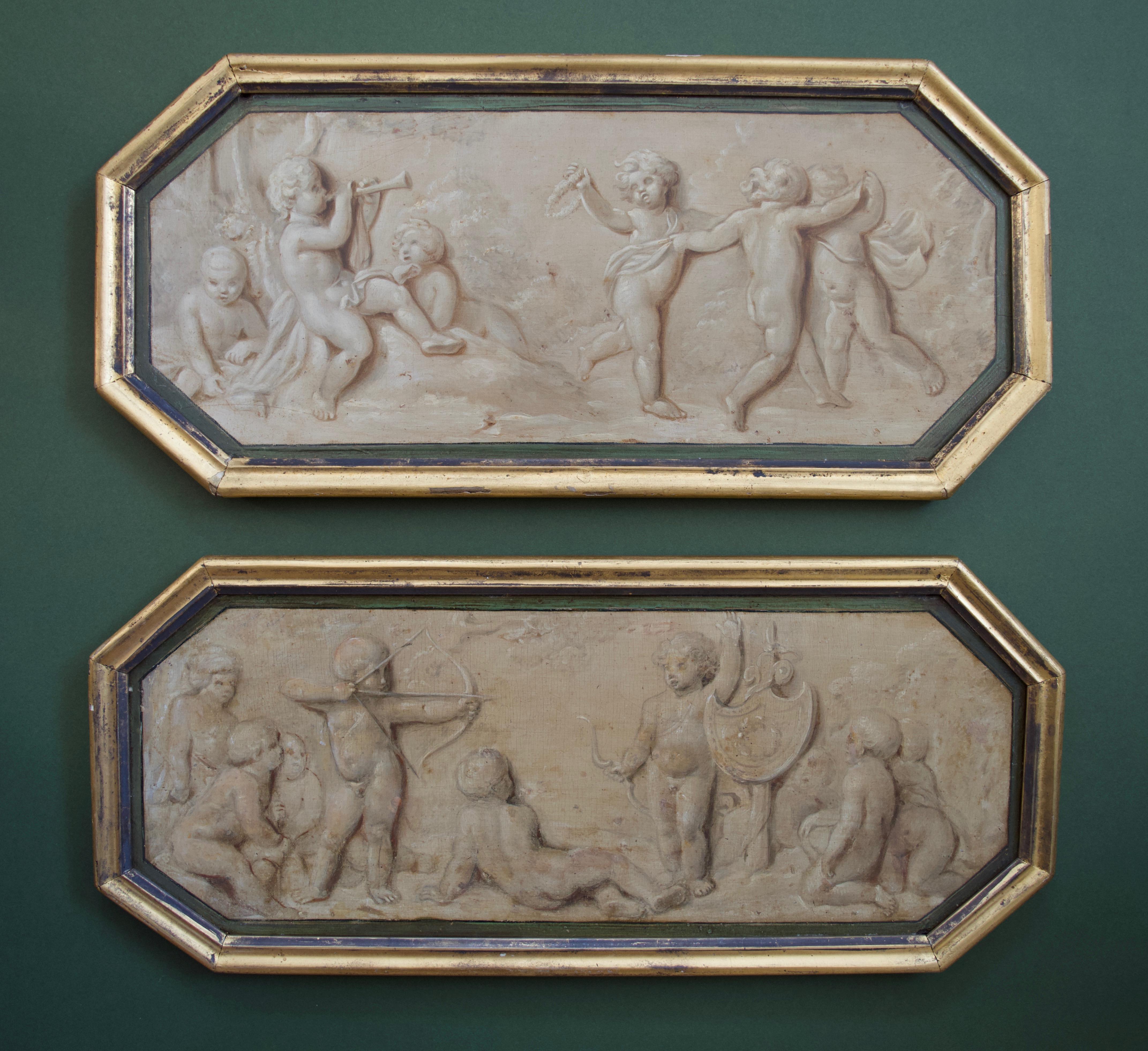 Trompe L'ceil pair , Circle of Jacob de Wit, 18th century classical putti scene 2