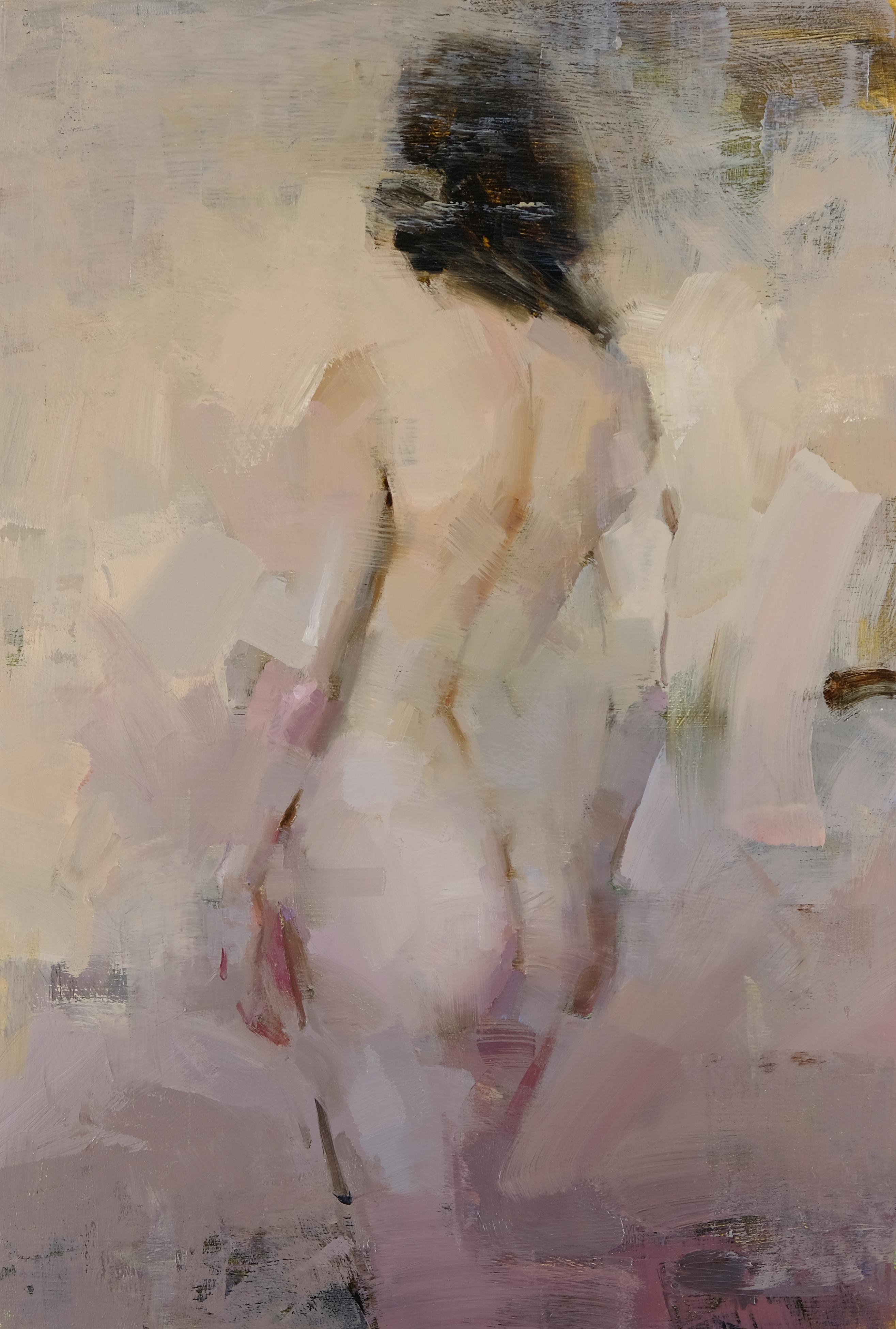 Jacob Dhein Nude Painting - "Standing Nude" Oil Painting